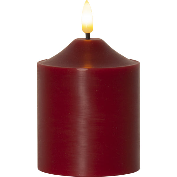 Star Trading LED-Wachskerze – 7,5 × 7,5 × 12 cm – Wachs, Rot