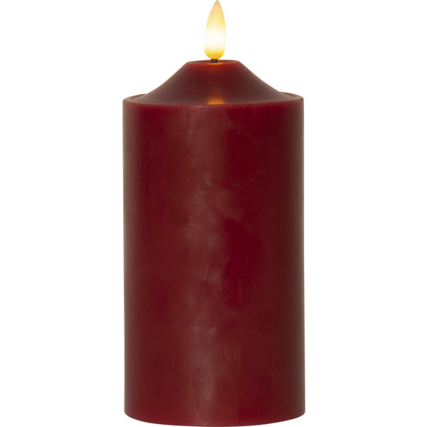 Star Trading LED-Kerze – Ø 7,5 × 17 cm – Echtwachs, Rot, Timer, Warmweiss
