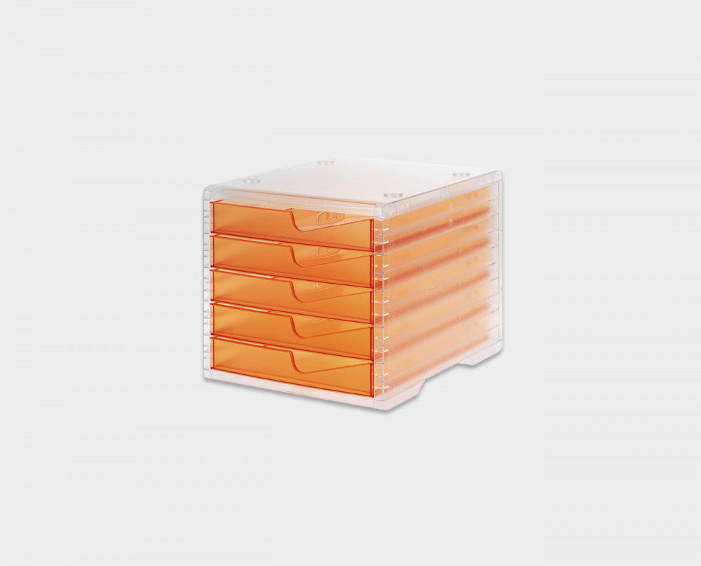 Styroswingbox Light 275-8430 Schubladenelement – 5 Schubladen, für C4, stapelbar, orange/transparent, Po