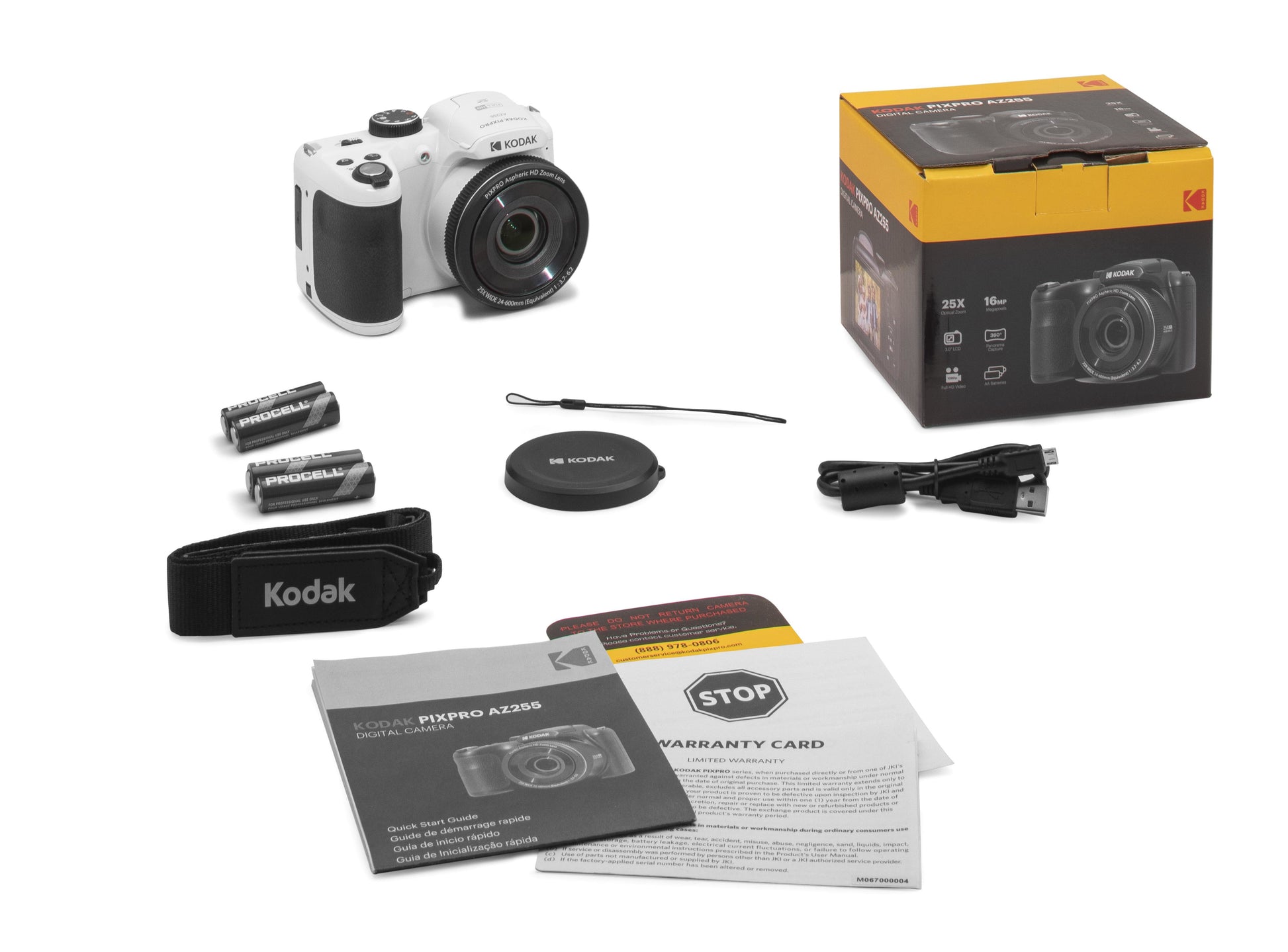 Kodak Pixpro Astra Zoom AZ255 – Kompaktkamera, 16,4 MP 1/2,3", 1080p, 25× optischer Zoom, Weiss