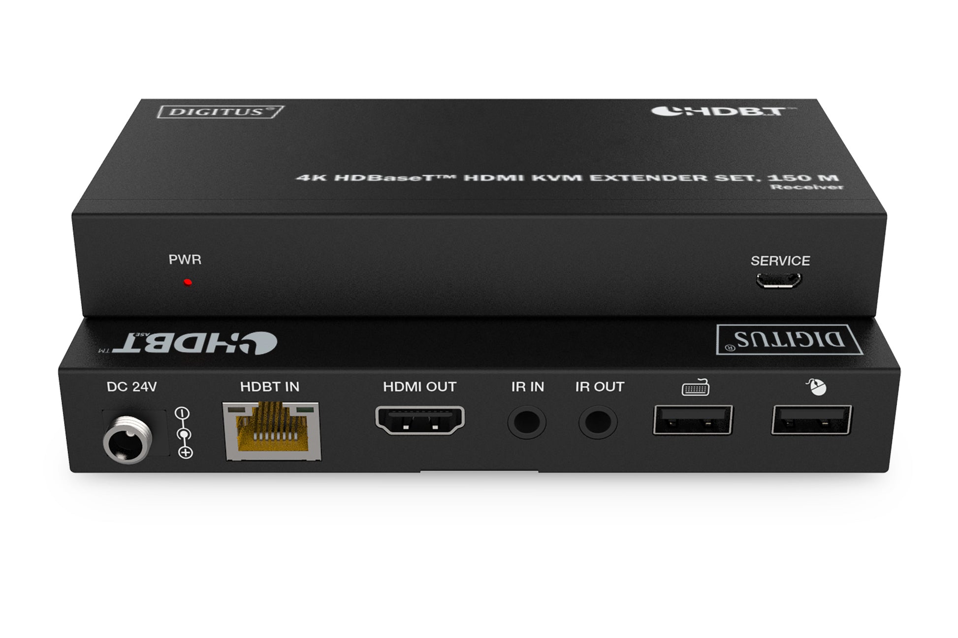 Digitus HDBaseT KVM-Extender-Set – 4K UHD, 60 Hz, HDMI 2.0b, USB 1.1, bis 100 m – Schwarz, Metall