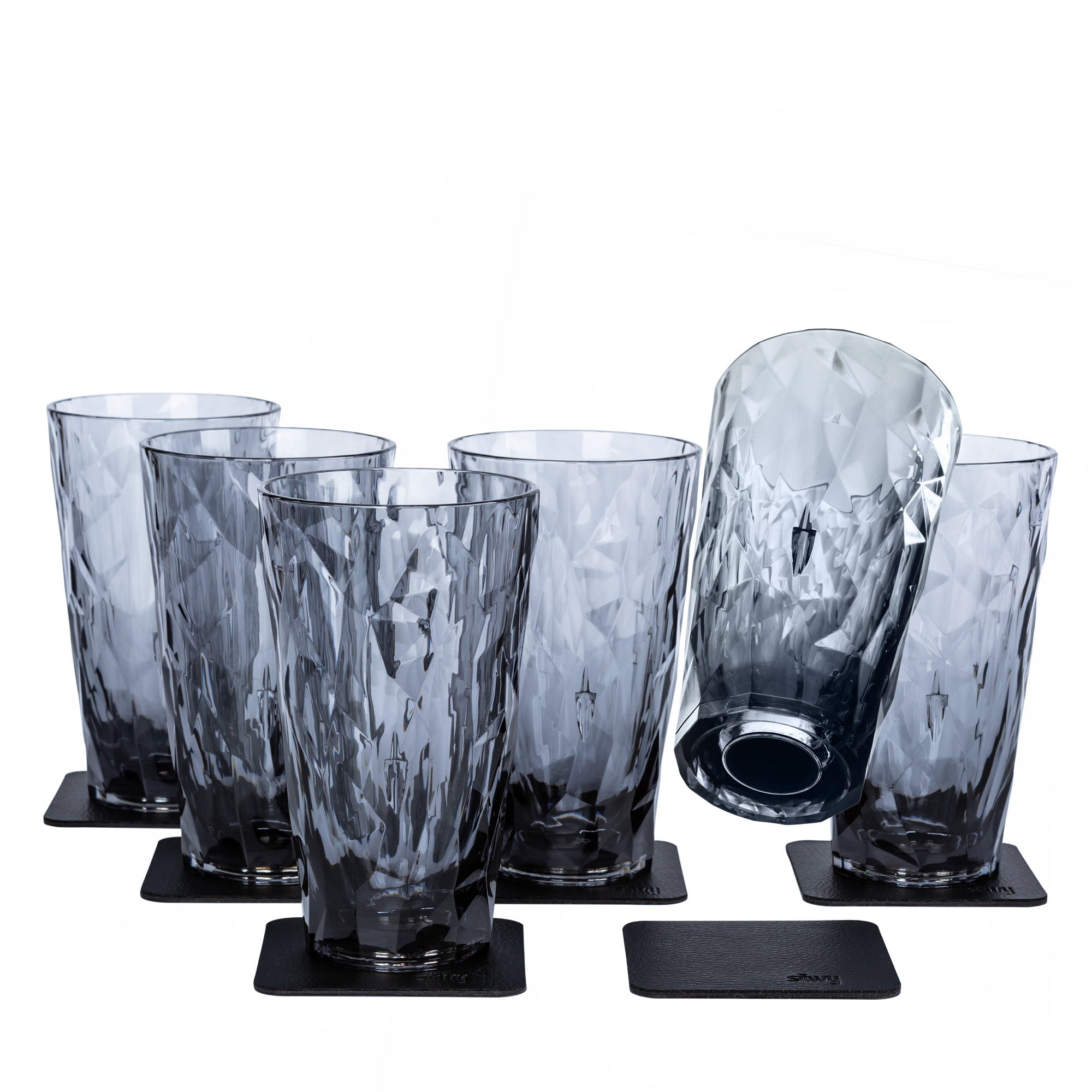 Silwy LONGDRINK Longdrinkglas – 0,30 l, Kunststoff, Grau, Magnetisch, 6 Stück