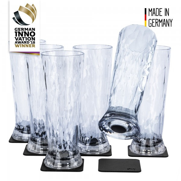 Silwy Bierglas – 0,50 l, Kunststoff, Transparent, 6 Stück