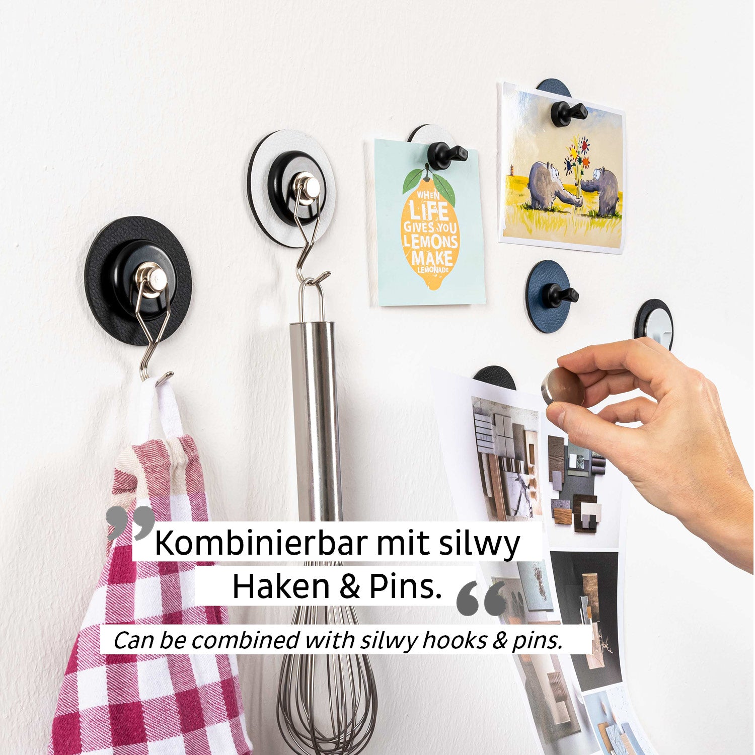 Silwy Haken – Magnet – weiss – 65 × 65 mm – 4 Stück