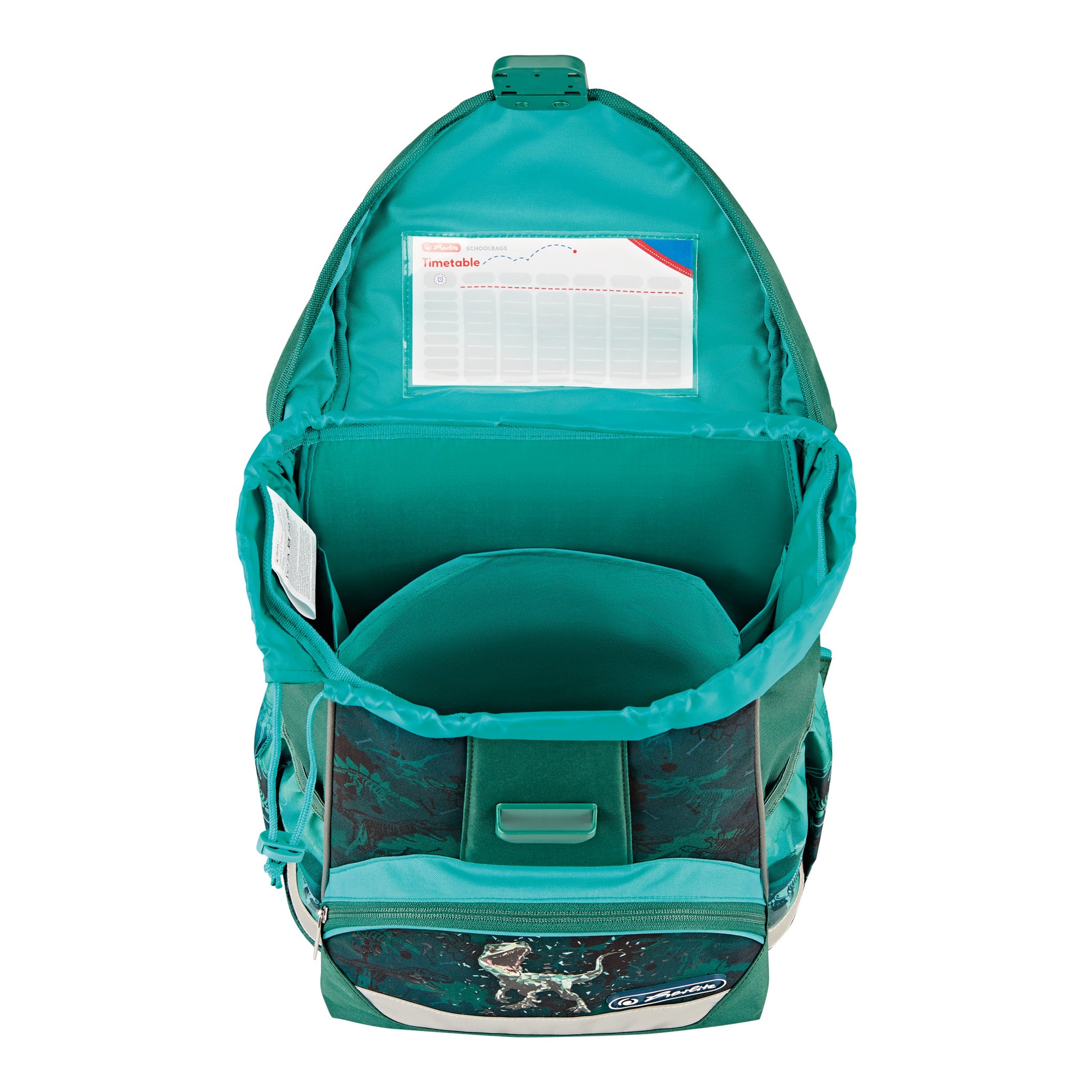 Herlitz UltraLight Plus – Schulrucksack-Set 4-teilig, Green Rex, 15 l, 28×36×21 cm