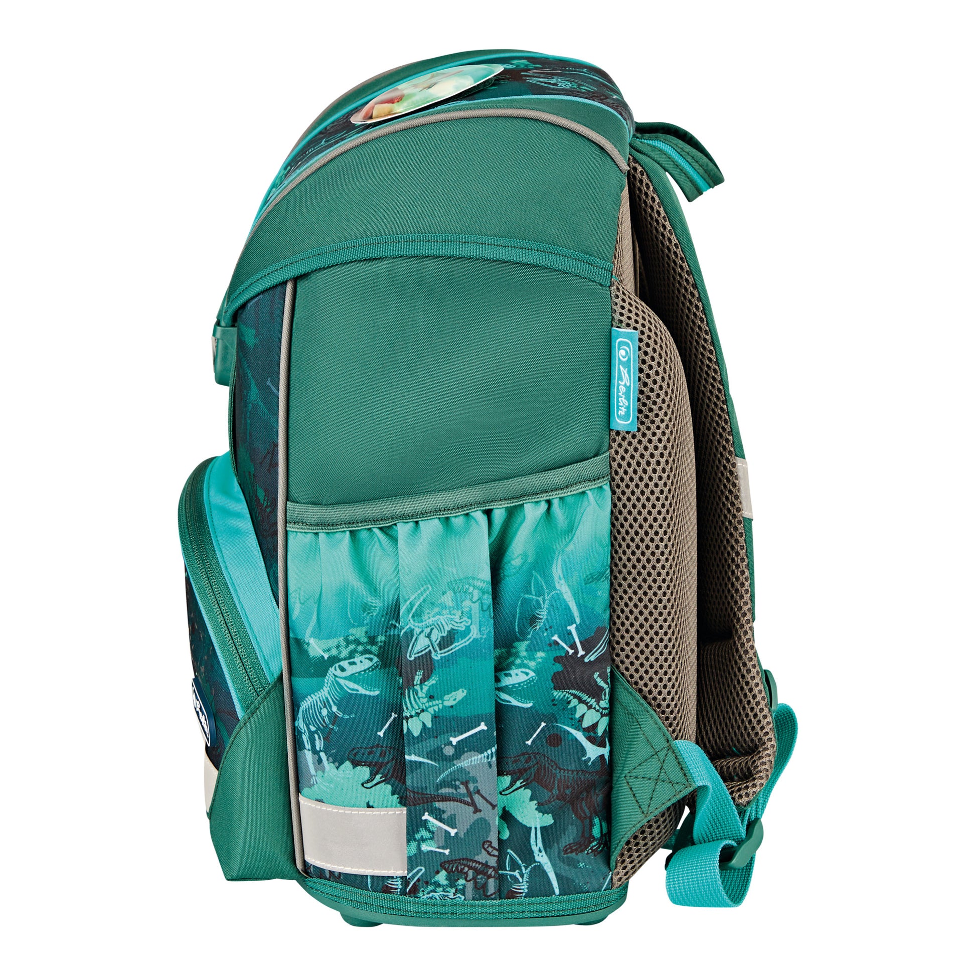 Herlitz UltraLight Plus – Schulrucksack-Set 4-teilig, Green Rex, 15 l, 28×36×21 cm