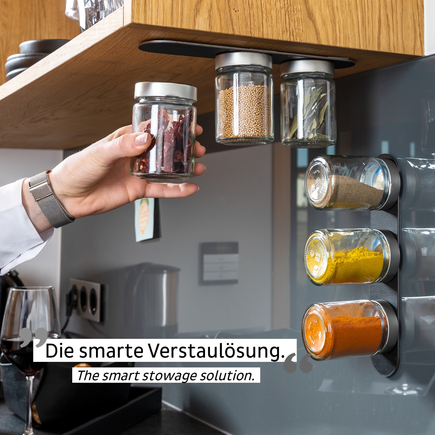 Silwy Vorratsdose 192 ml, Ø 6,2 × 9,3 cm, Glas/Metall, transparent/schwarz