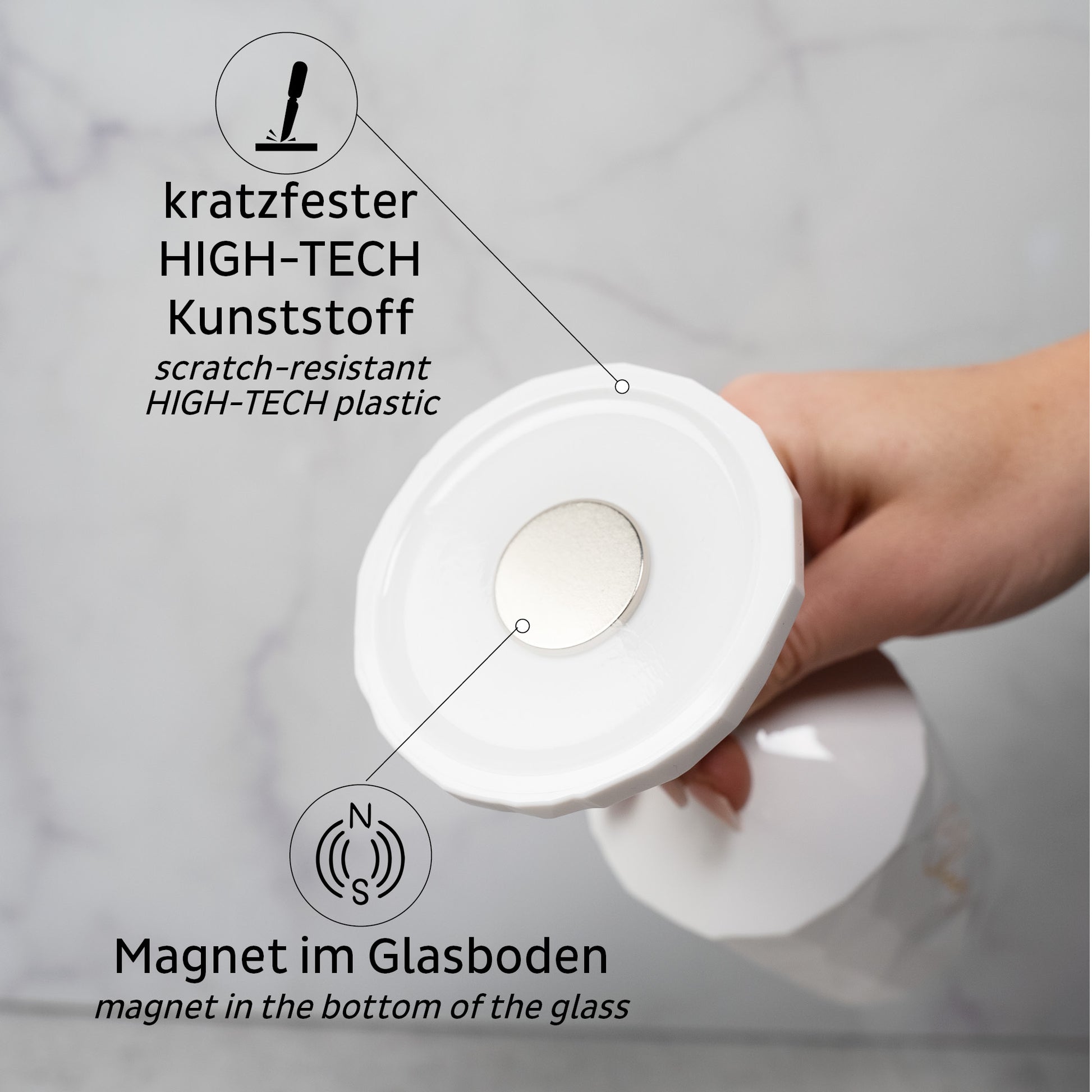 Silwy Weinglas – 300 ml, Ø 7,6 cm, Kunststoff, Weiss