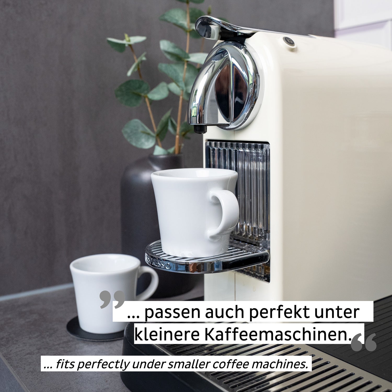 Silwy Espressotasse S070-1404-2-B – 2er Set, 70 ml, Porzellan, Weiss, inkl. 2 Metall-Nano-Gel-Pads