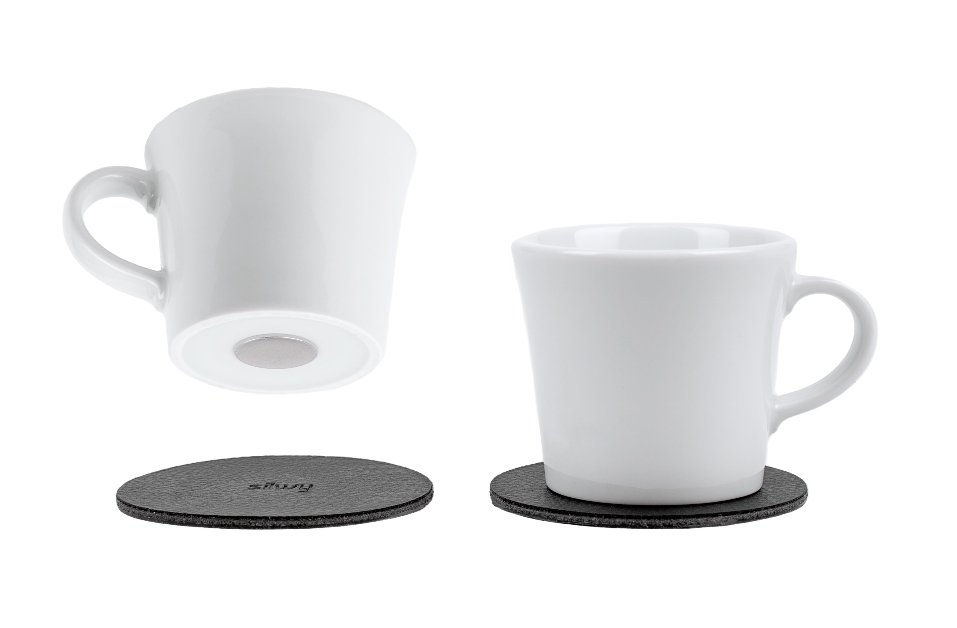 Silwy Espressotasse S070-1404-2-B – 2er Set, 70 ml, Porzellan, Weiss, inkl. 2 Metall-Nano-Gel-Pads