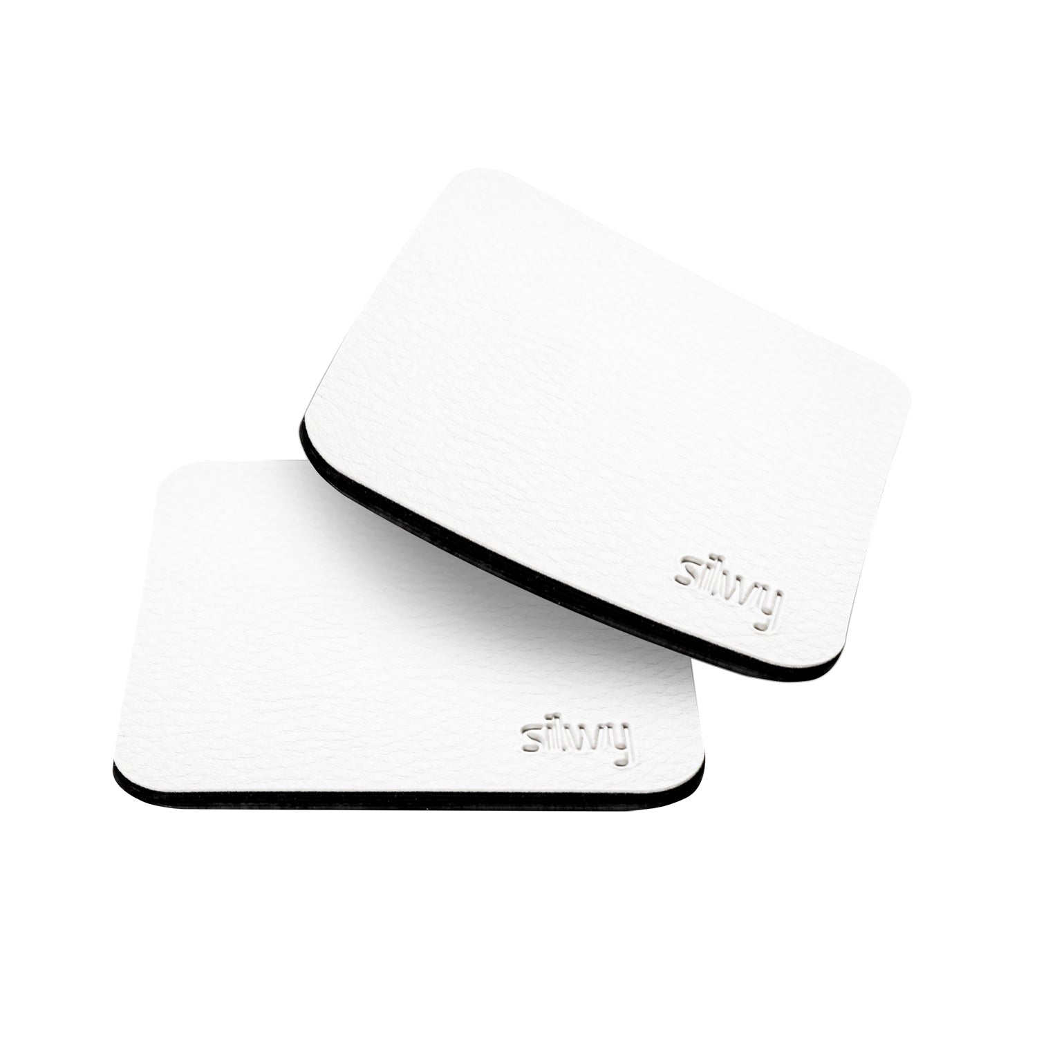 Silwy Untersetzer – 2er Set, 8,3 × 8,3 × 0,2 cm, Kunstleder/Metall, Nano-Gel, für Magnetgläser