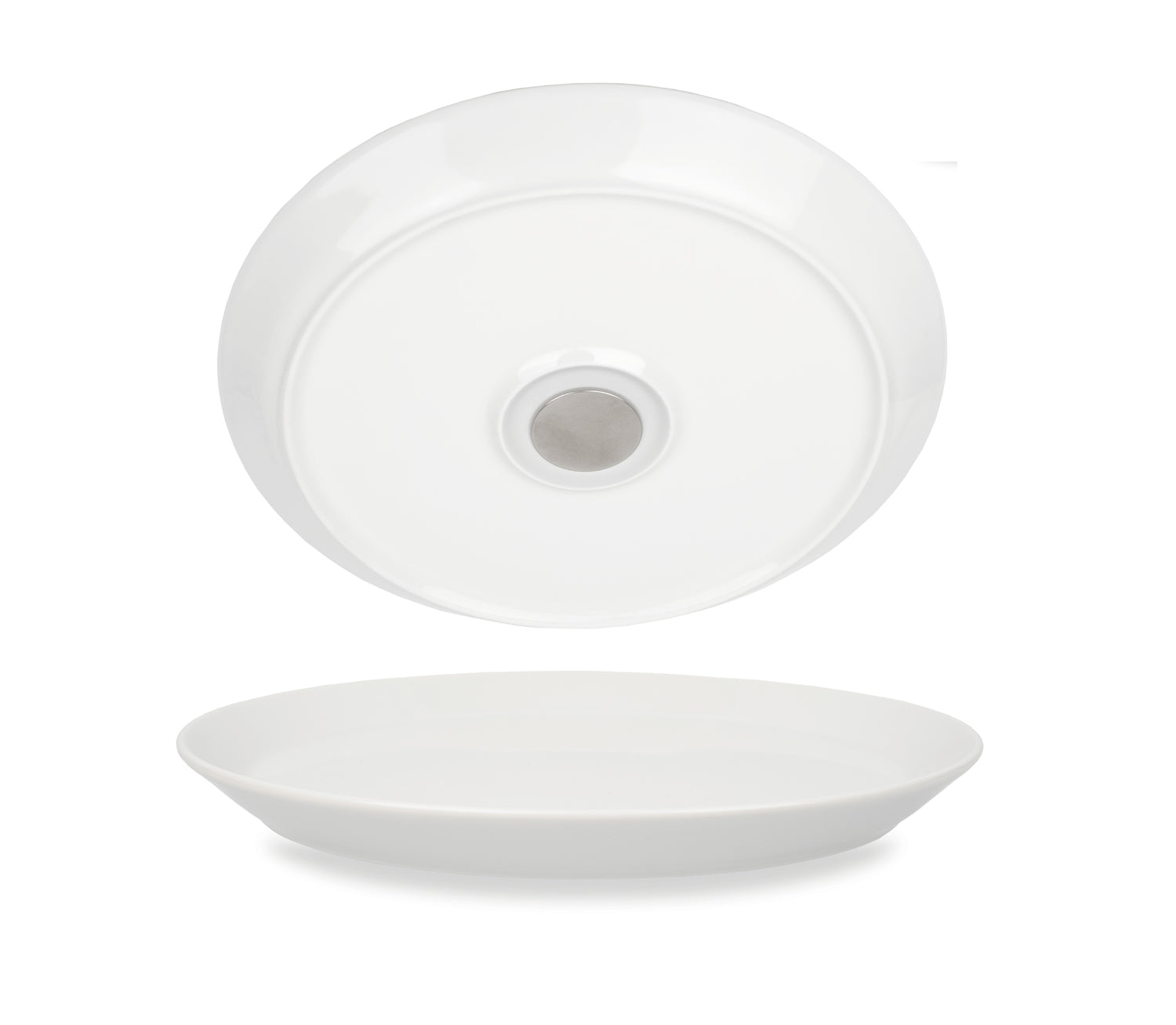 Silwy S0PT-1311-2 Frühstücksteller – Porzellan, weiss, magnetisch, Ø 23 cm, 2 Stück