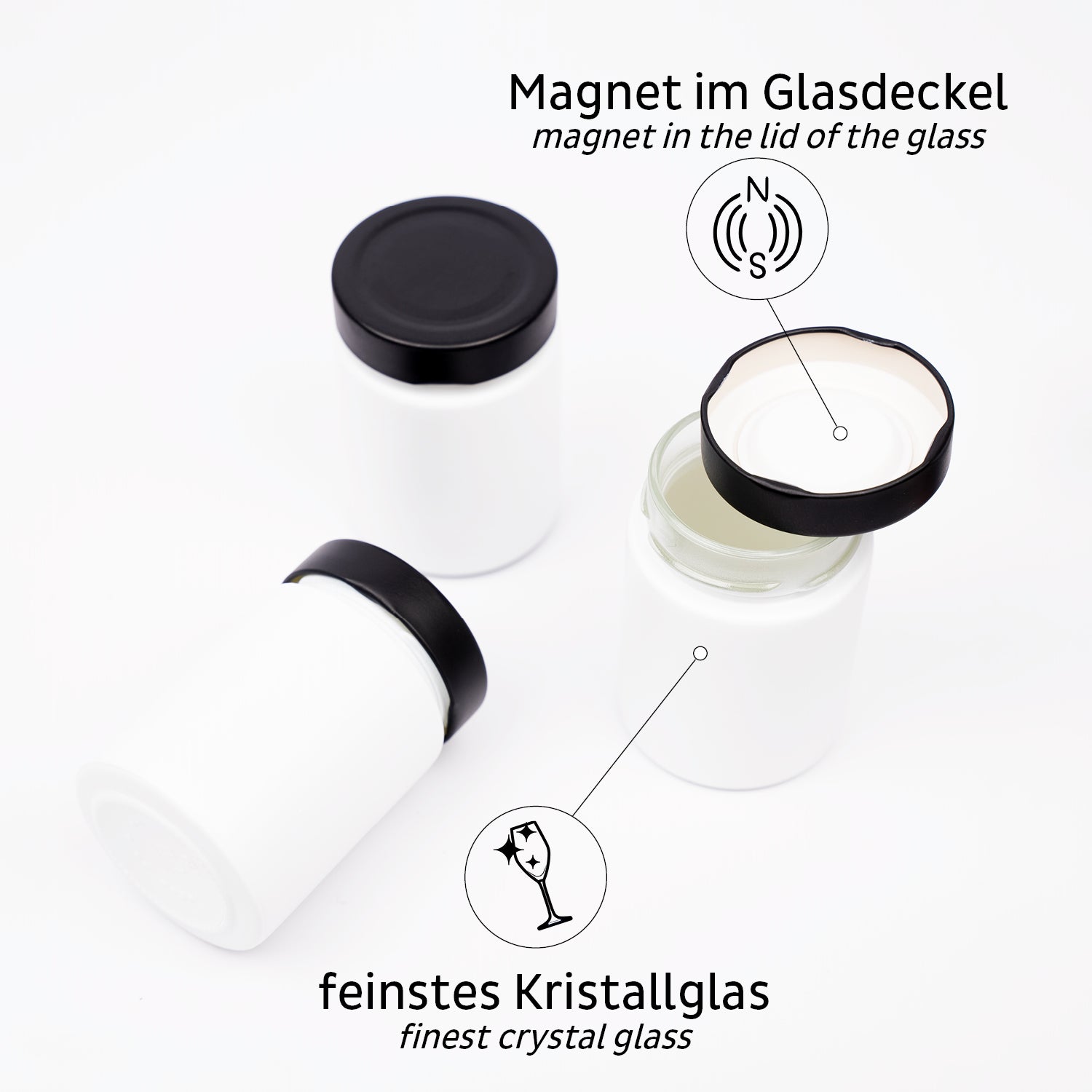 Silwy Vorratsdose 192 ml, 6,2 × 25 × 9,3 cm, Porzellan, Weiss, 3er-Set