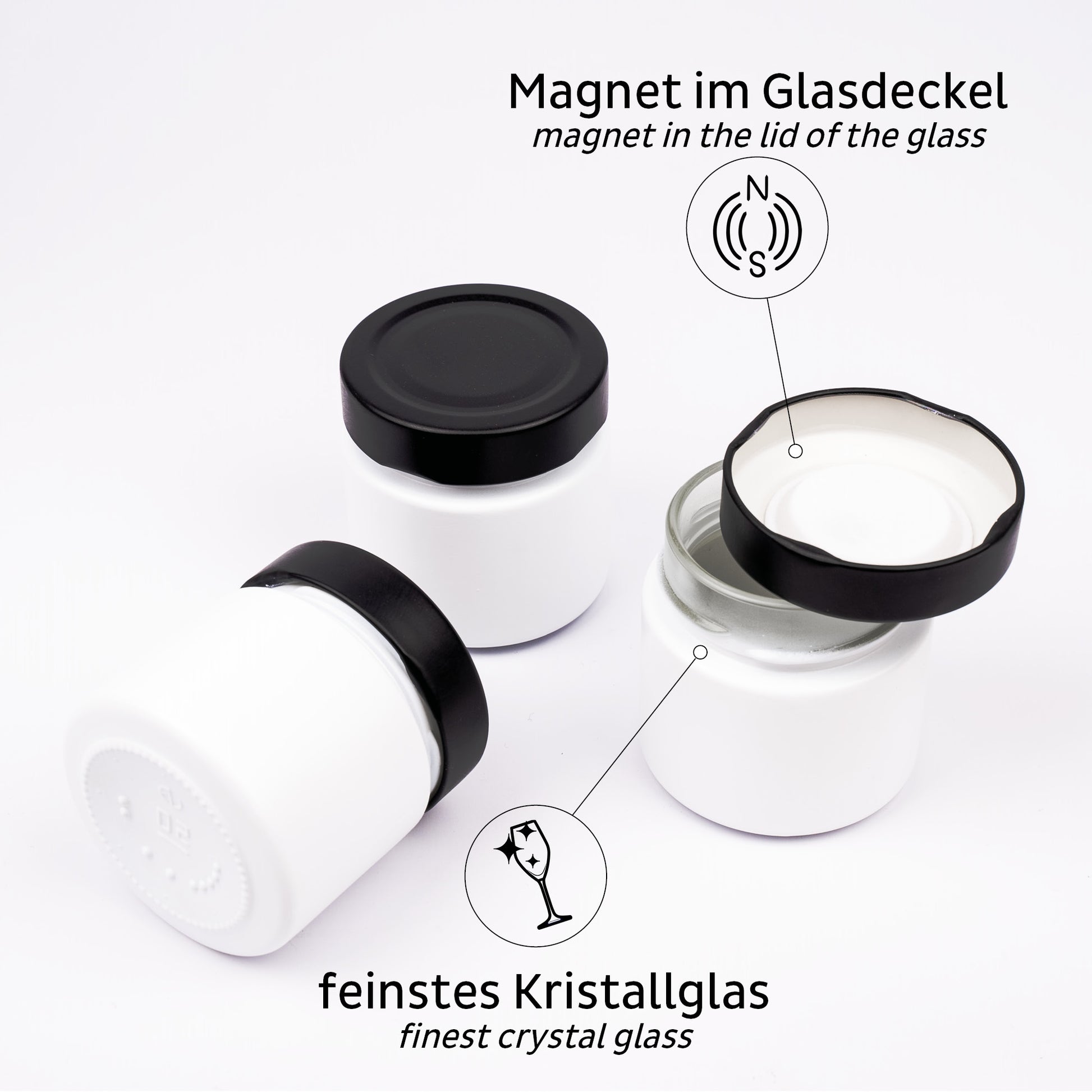 Silwy Vorratsdose 125 ml, Porzellan, Weiss, 3er-Set