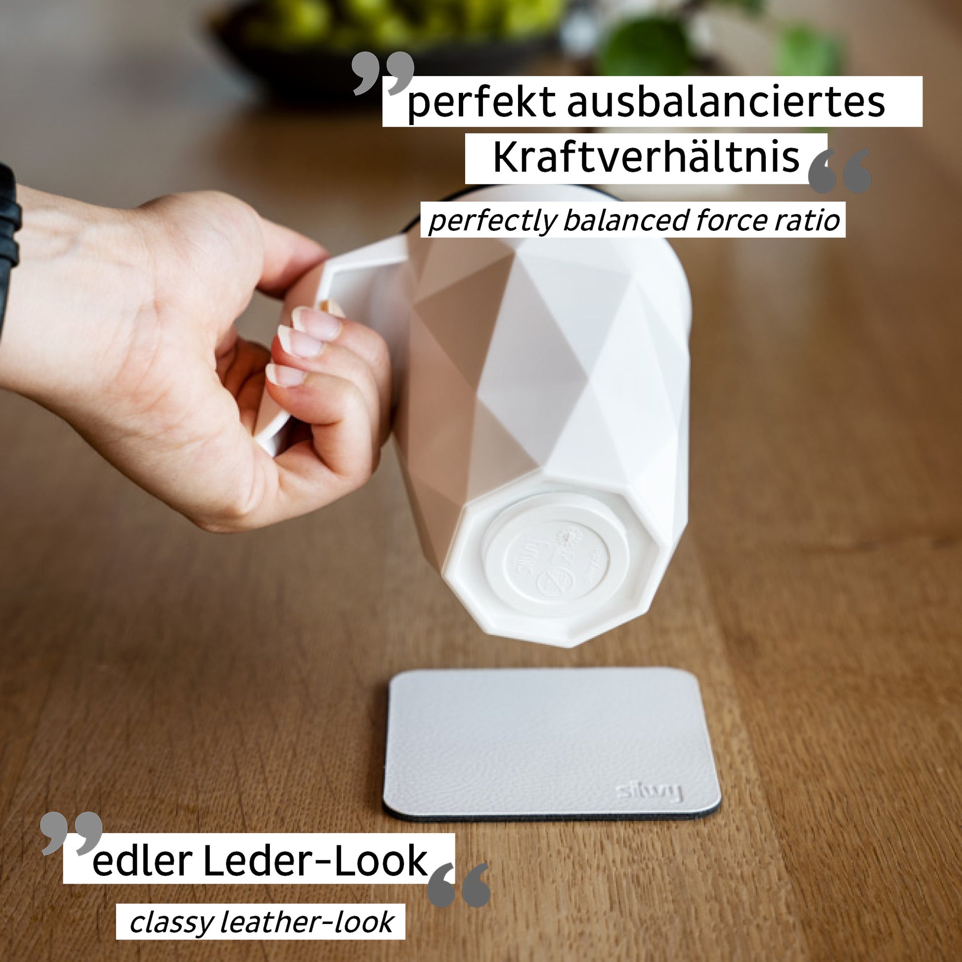 Silwy Becher – 300 ml, 8,5 × 8,5 × 12,0 cm, Kunststoff, Weiss, mit Deckel