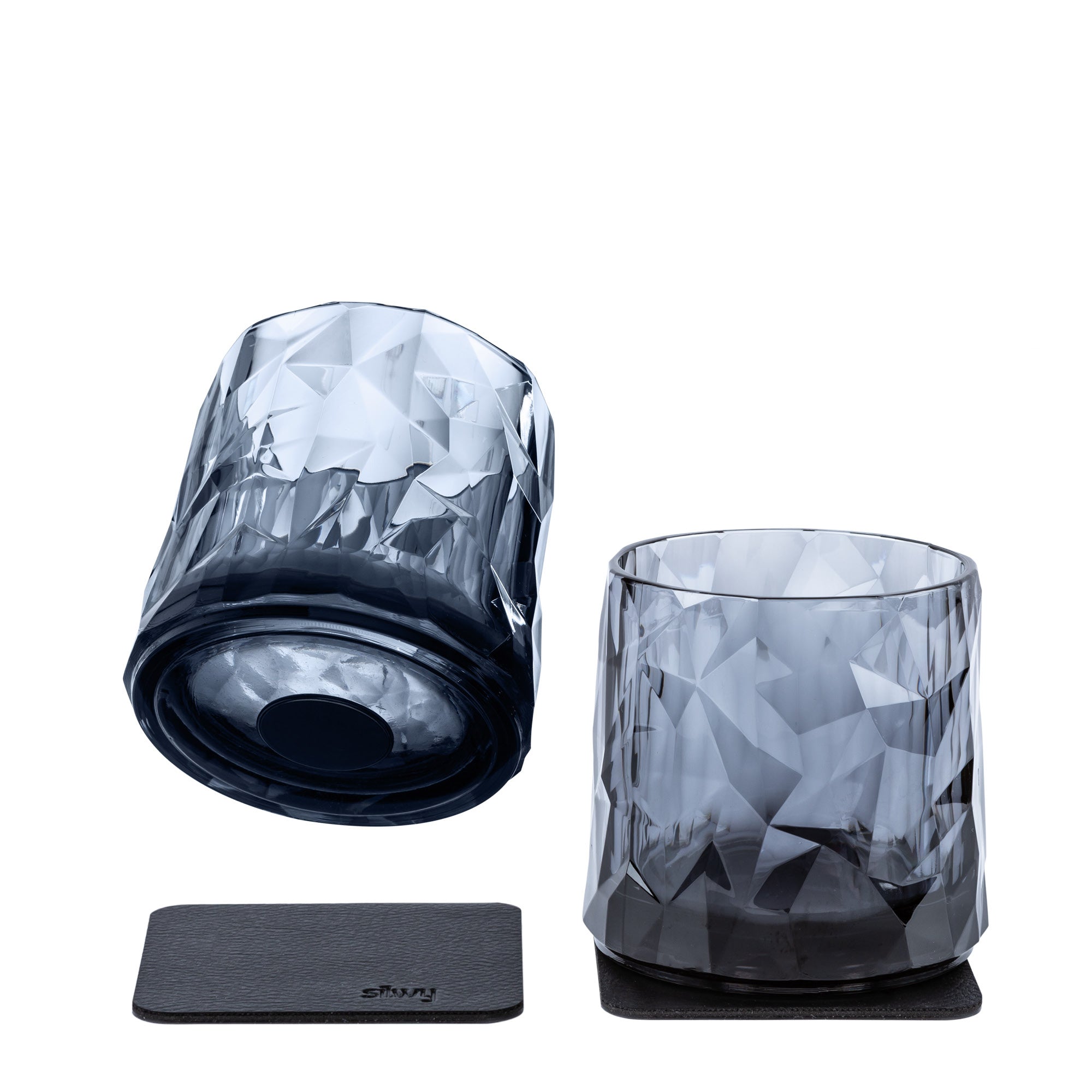 Silwy Trinkglas – 2er Set, 250 ml, Ø 9,2 cm, H 8,7 cm, Kunststoff, Grau