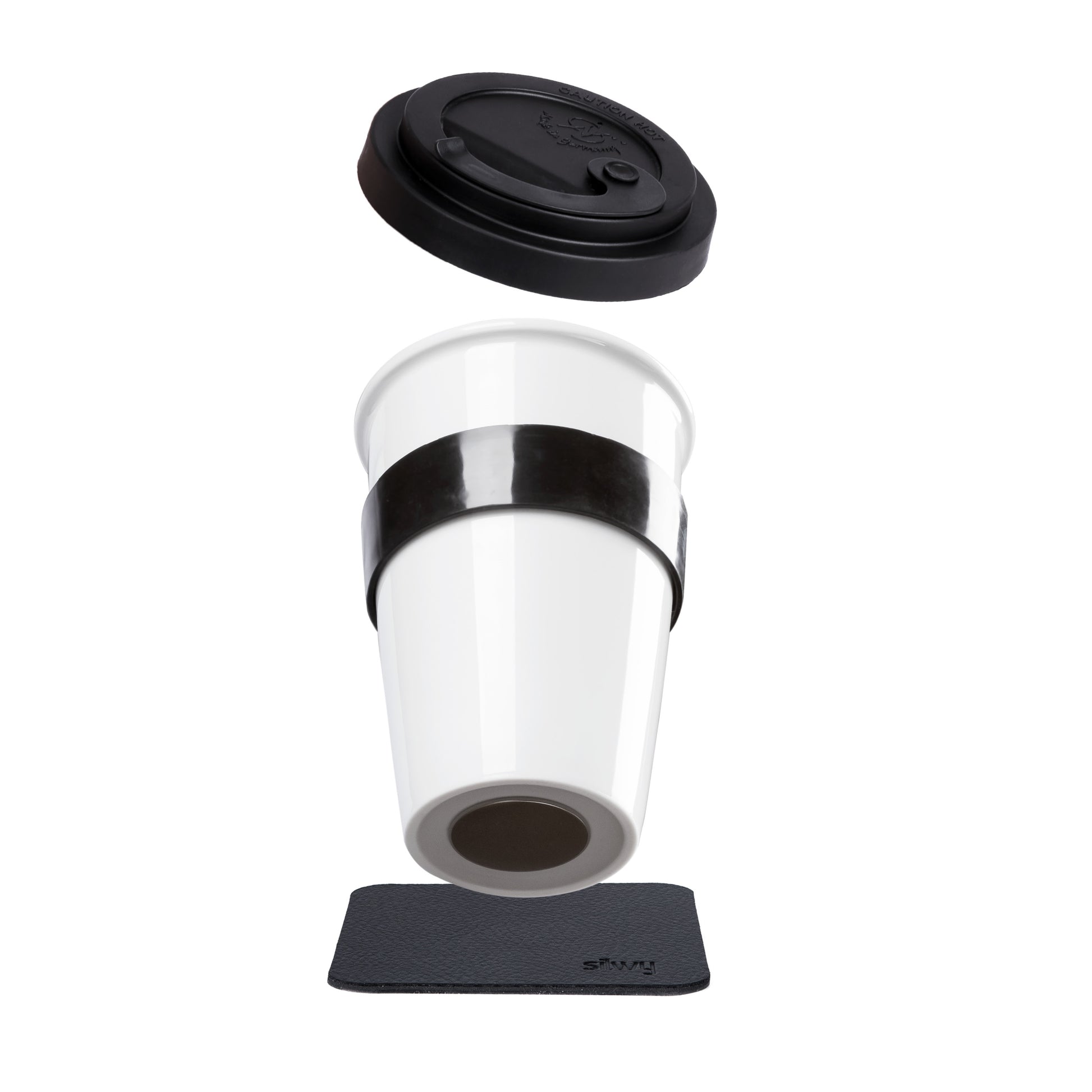 Silwy Becher S038-1403-1-B – 350 ml, Ø 9,3 cm, H 13,0 cm, Porzellan, Weiss, mit Deckel