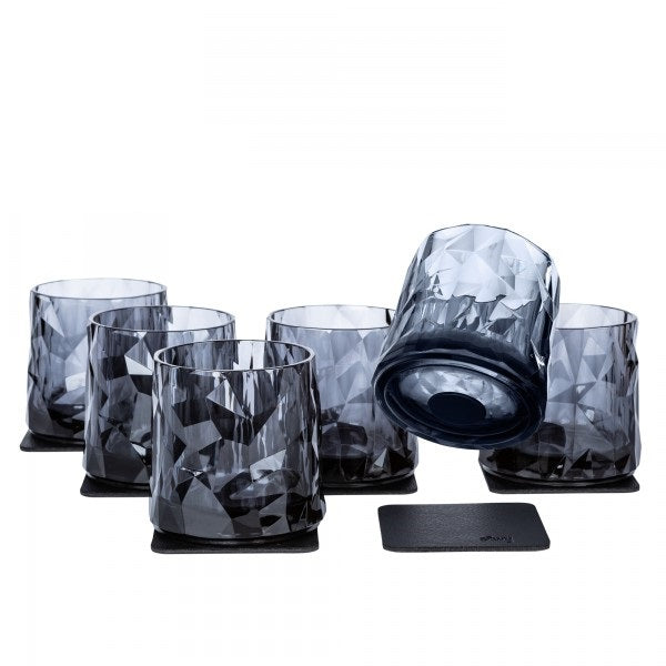 Silwy Glas – 0,25 l, Kunststoff, grau, 6 Stück