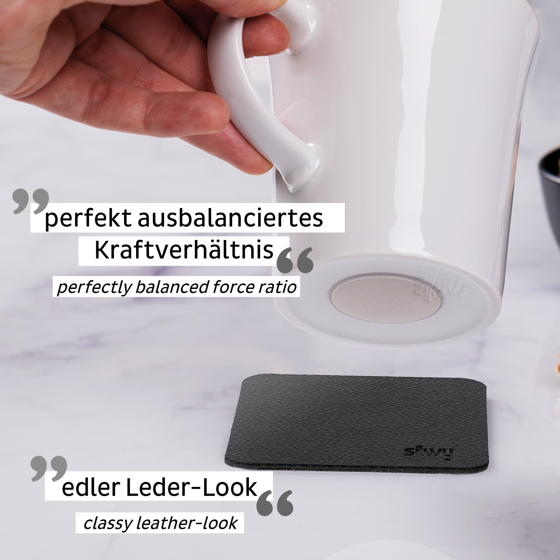 Silwy S027-1309-2-B-CA Tasse – 0,27 l, Porzellan, schwarz matt, Magnethenkel, 2 Stück