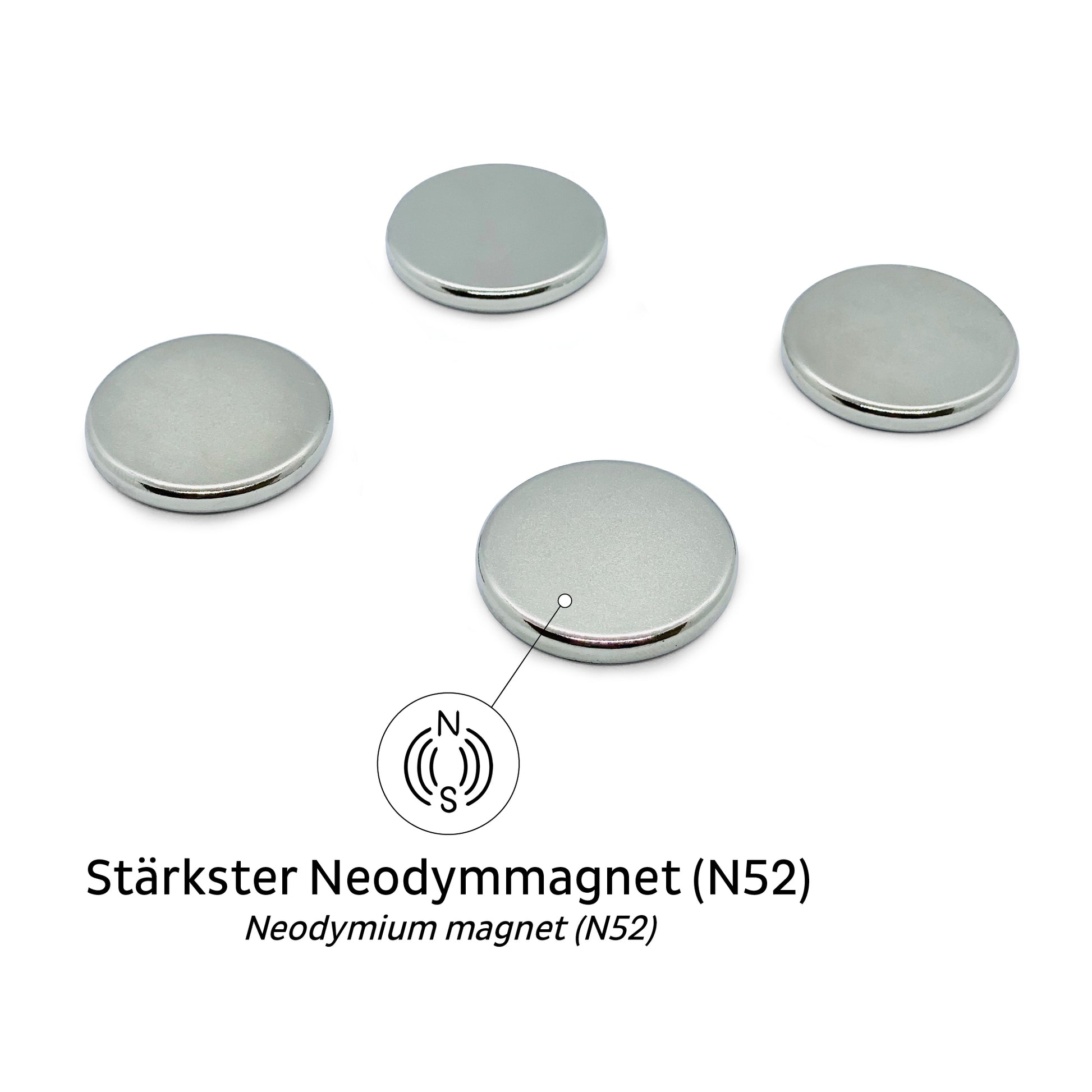 Silwy PM00-14-4 Kabelhalter – selbstklebend – Neodym – silber – Ø 28 × H 3 mm – 4 Stück