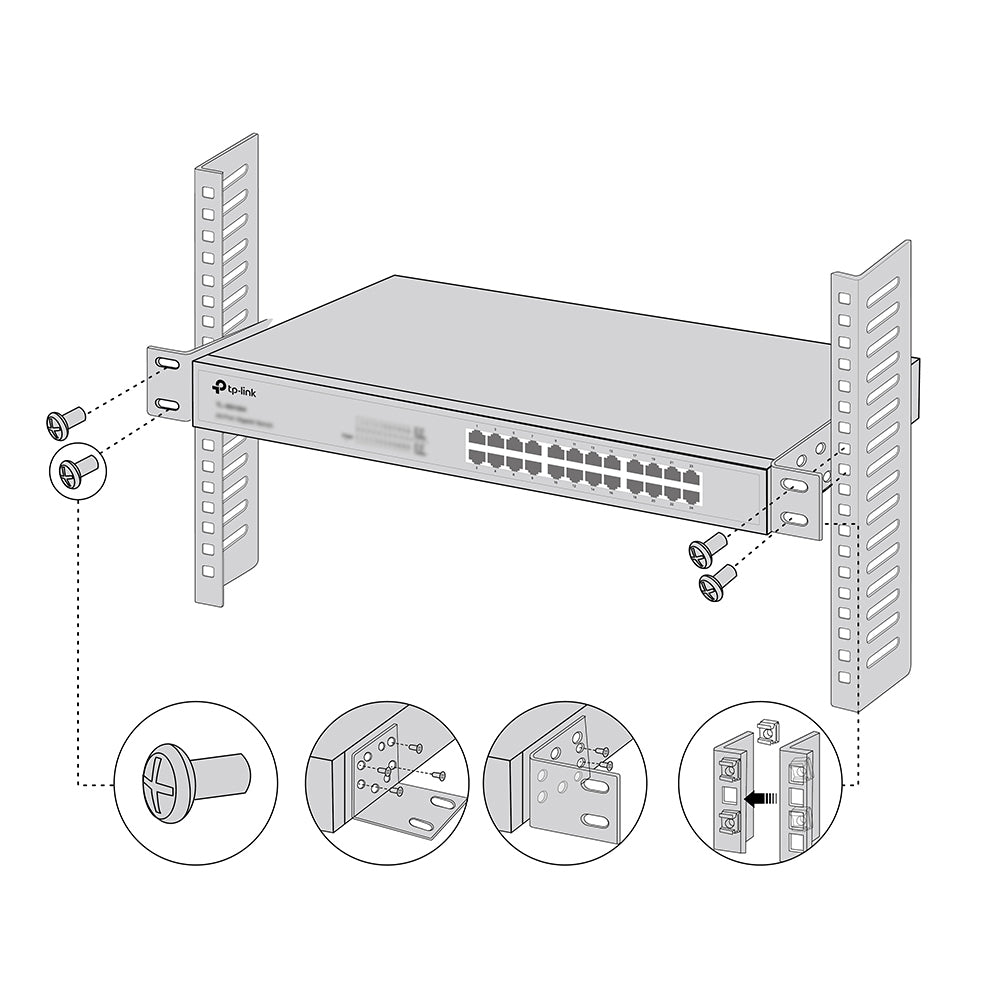 TP-Link Omada RackMount Kit-13 – Montagehalterung – für OC300, TL-R480T+, TL-SF1016DS und andere, Schwarz
