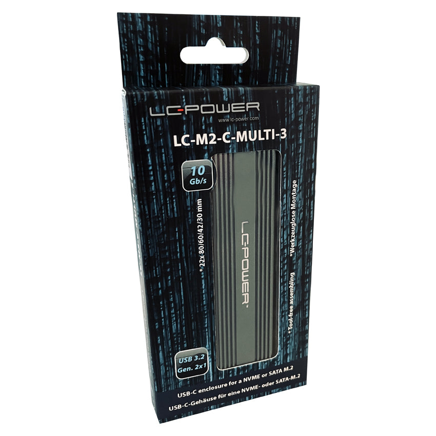 LC-Power LC-M2-C-MULTI-3 – 1-Schacht SSD-Gehäuse – für M.2 (NVMe/SATA)