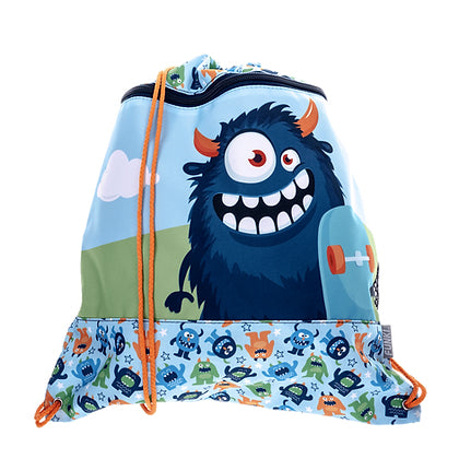 Funki Sportbeutel – 12 l, Motiv Fluffy Monster, wasserabweisend, 36 × 42 cm