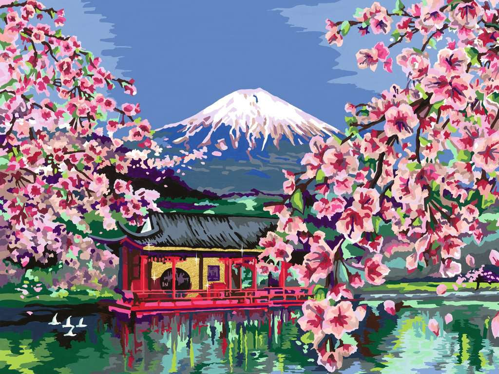 Ravensburger Malen-nach-Zahlen-Set Japanische Kirschblüte – 40 × 30 cm – ab 12 Jahren