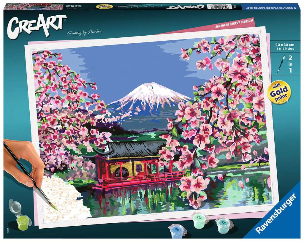 Ravensburger Malen-nach-Zahlen-Set Japanische Kirschblüte – 40 × 30 cm – ab 12 Jahren