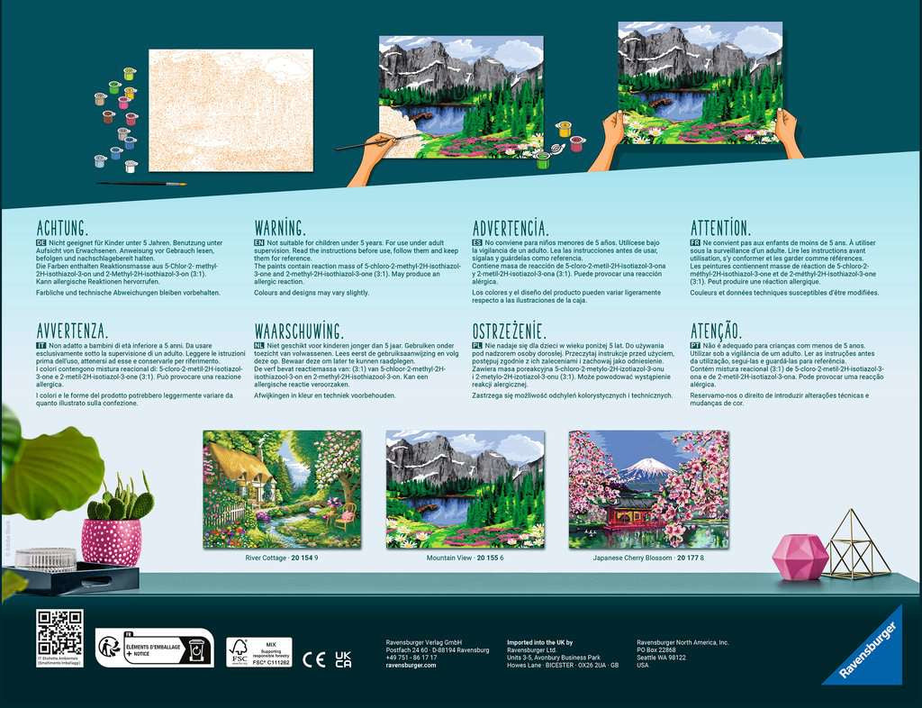 Ravensburger Malen-nach-Zahlen-Set Japanische Kirschblüte – 40 × 30 cm – ab 12 Jahren