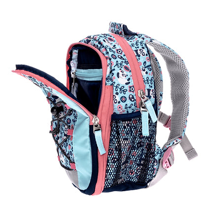 Funki Kindergartenrucksack – Happy Panda, verstellbarer Brustgurt, Blau/Pink