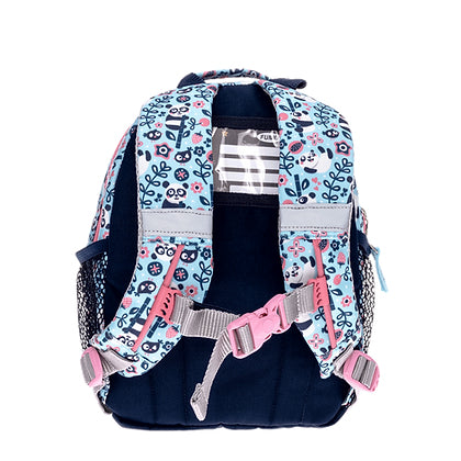 Funki Kindergartenrucksack – Happy Panda, verstellbarer Brustgurt, Blau/Pink