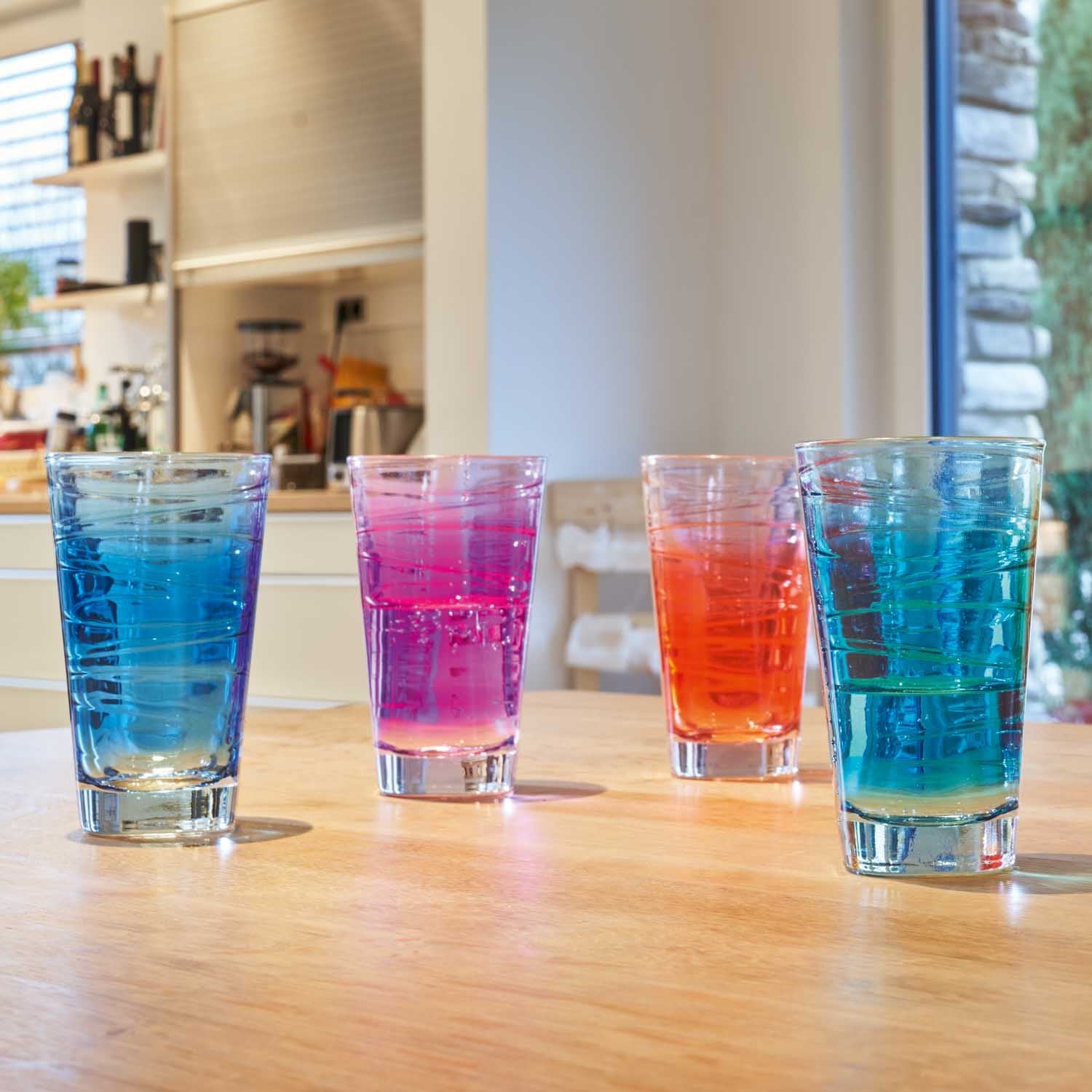 LEONARDO Trinkglas Vario – 6er Set, 280 ml, Ø 7,5 cm, H 13,0 cm, Kalk-Natron-Glas, Türkis, spülmaschinenfest