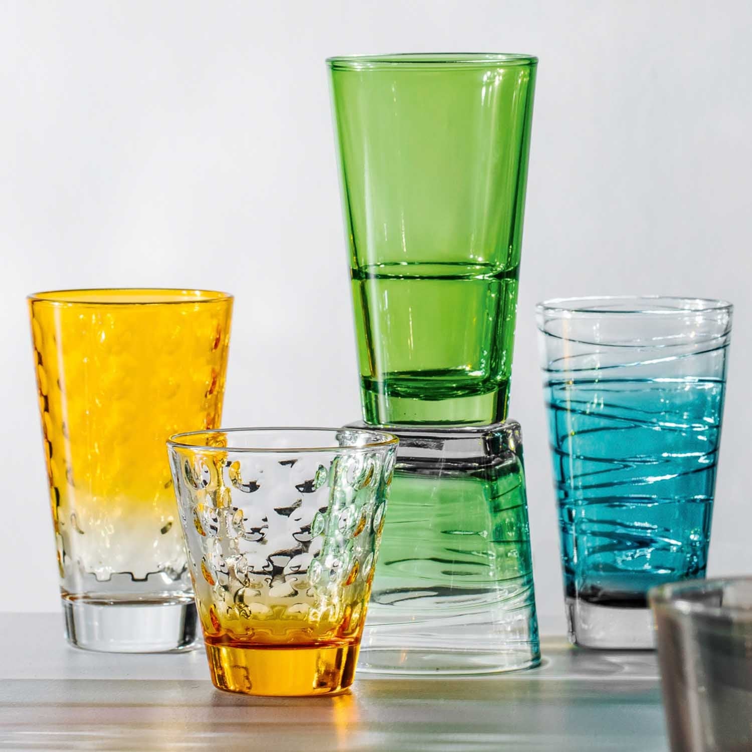 LEONARDO Trinkglas Vario – 6er Set, 280 ml, Ø 7,5 cm, H 13,0 cm, Kalk-Natron-Glas, Türkis, spülmaschinenfest