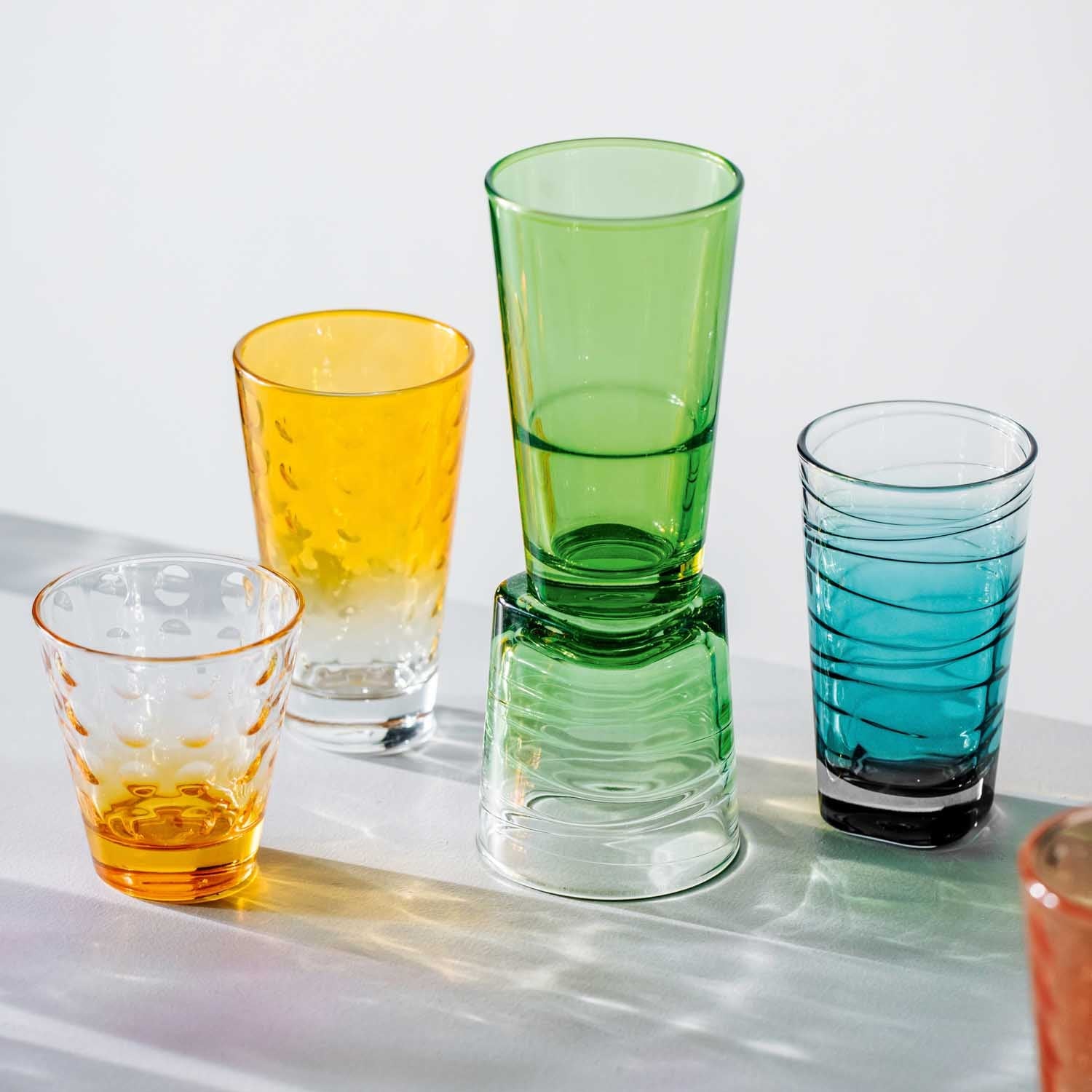 LEONARDO Trinkglas Vario – 6er Set, 280 ml, Ø 7,5 cm, H 13,0 cm, Kalk-Natron-Glas, Türkis, spülmaschinenfest