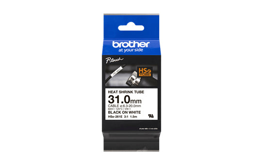 Brother Schriftband – 31 mm × 1,5 m, weiss, schwarz
