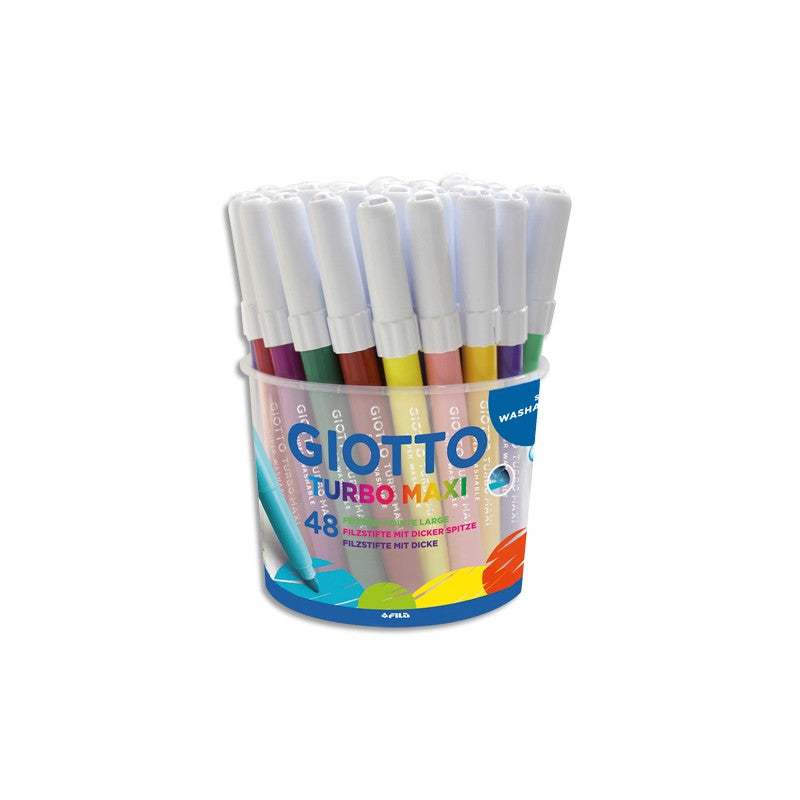 Giotto Turbo Color Maxi Filzstifte – Rundspitze, 5 mm, auswaschbar, 48 Farben