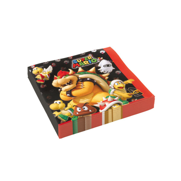 Amscan Super Mario Servietten – mehrfarbig – 33 × 33 cm, 2-lagig – 20 Stück