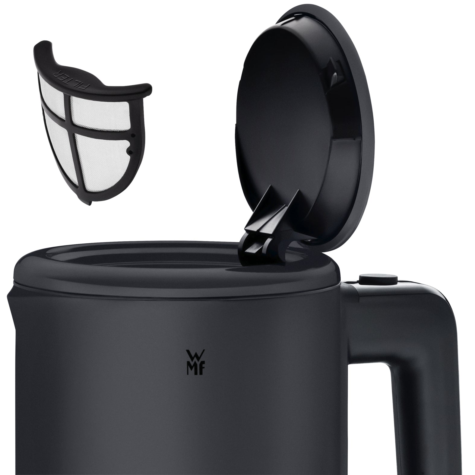 WMF KITCHENminis 0413140071 – Wasserkocher 0,8 l, 1800 W, Edelstahl, Schwarz