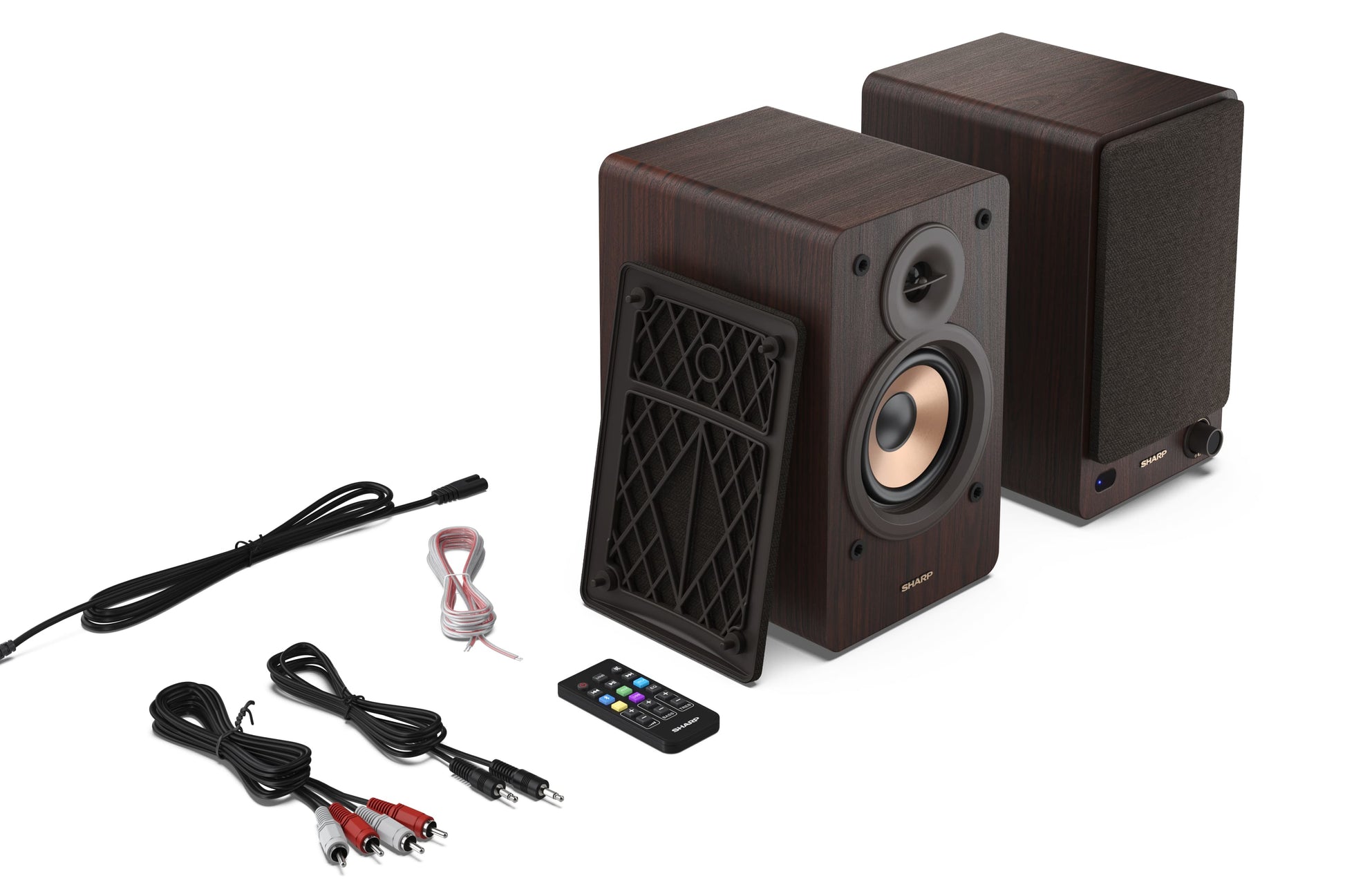 Sharp CP-SS30 – Aktiv-Regallautsprecher – 60 W, AUX, RCA, Braun
