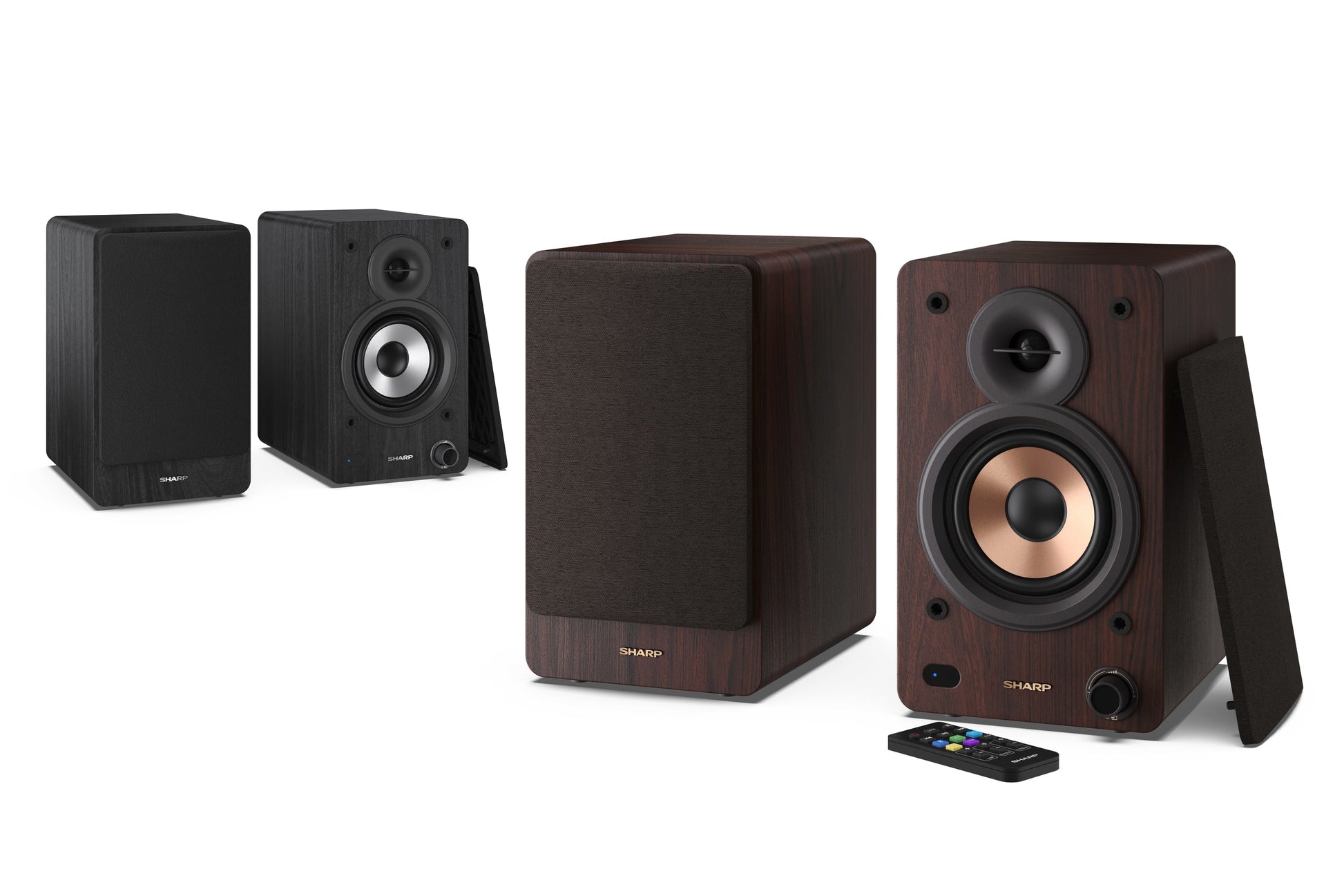 Sharp CP-SS30 – Aktiv-Regallautsprecher – 60 W, AUX, RCA, Braun