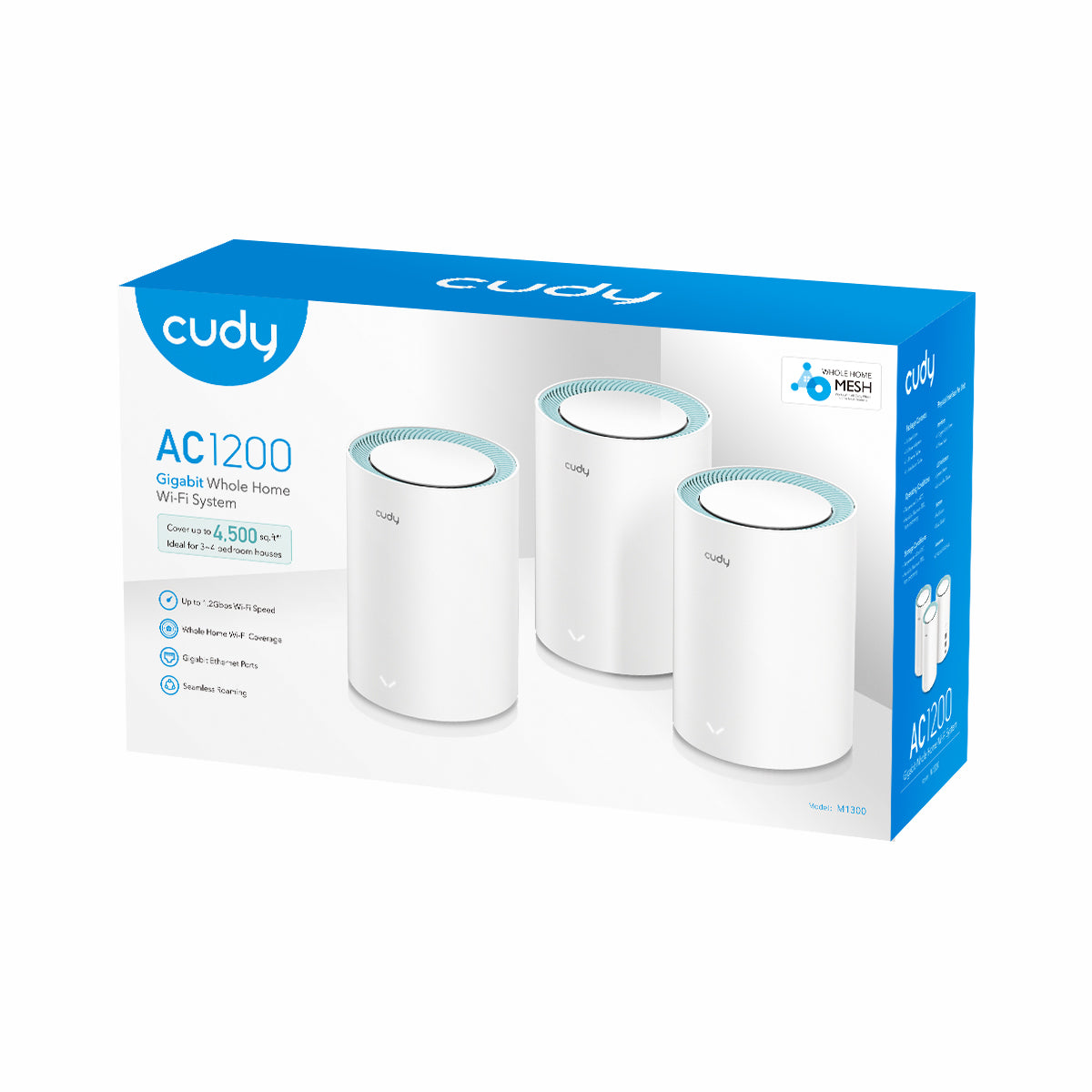 Cudy M1300 – Access Point – Wi-Fi 5 (2,4/5 GHz), 1,2 Gbit/s, 3er-Pack