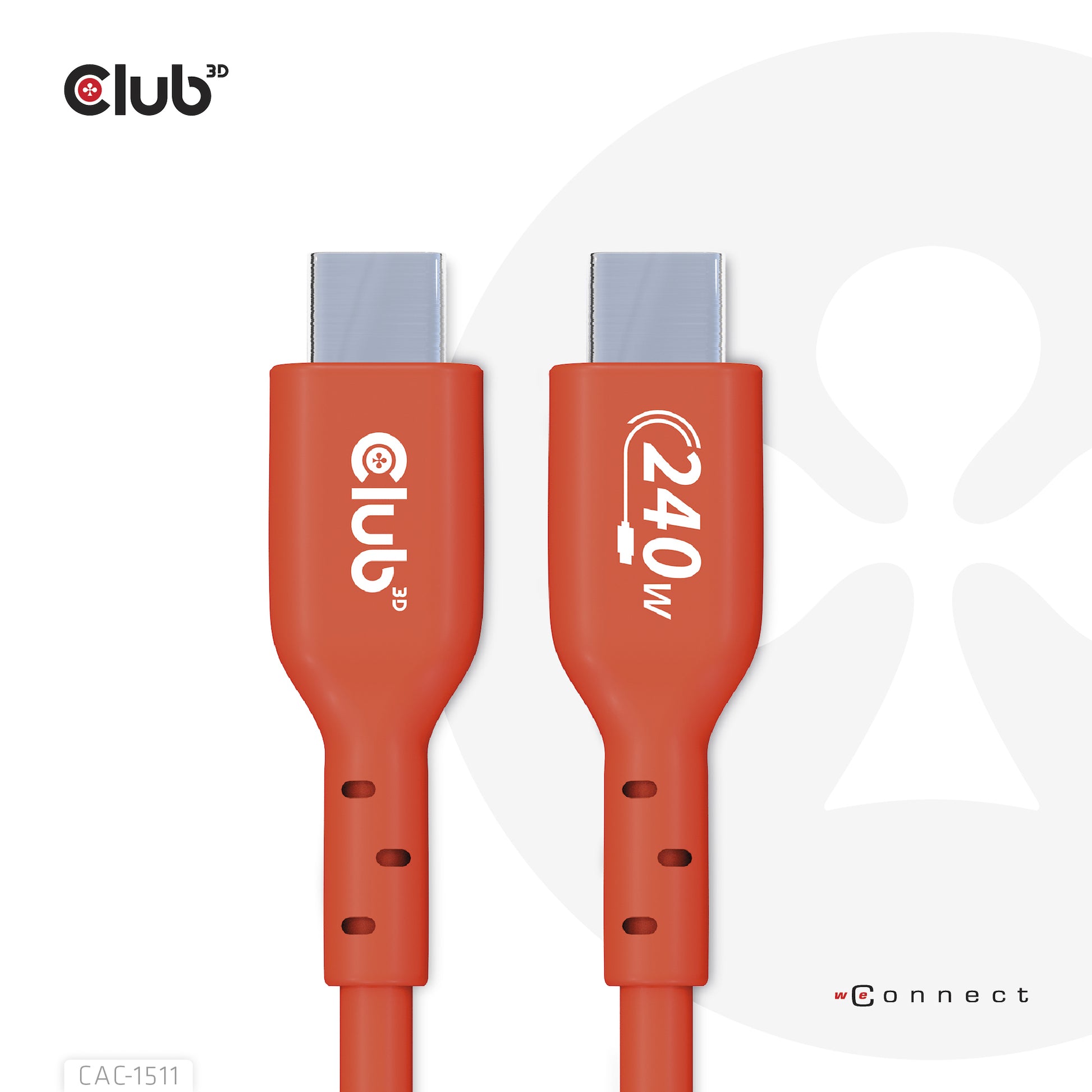 CLUB3D Club 3D – USB-C auf USB-C Kabel – USB 2.0 (480 Mbit/s) – 1 m – PD 240 W – USB-IF zertifiziert – Rot