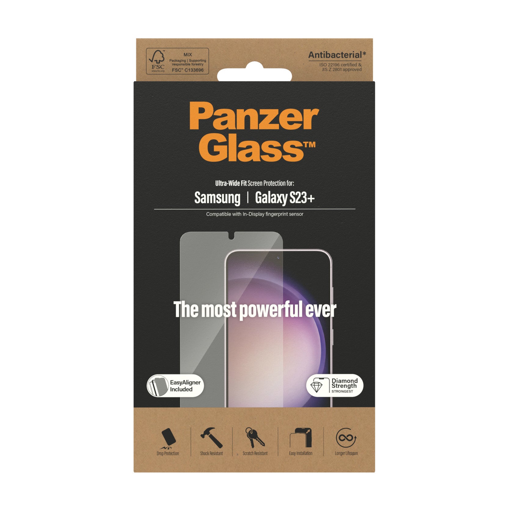 PanzerGlass Displayschutz (Panzerglas), Ultra-Wide Fit – für Galaxy S23+ – mit Applikator