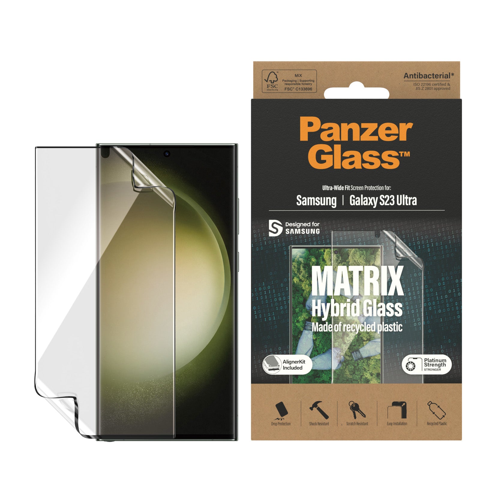 PanzerGlass Displayschutz (Folie), Ultra-Wide Fit – für Galaxy S23 Ultra – mit Applikator