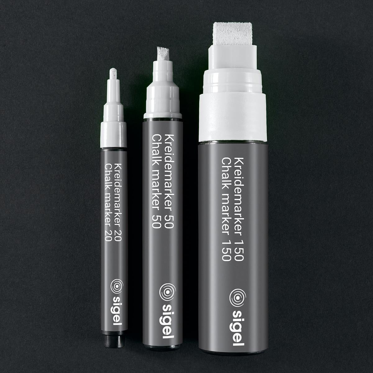 Sigel BA184 Kreidemarker – Keilspitze 1–5 mm – 2er-Set, Weiss, für Glas/Spiegel