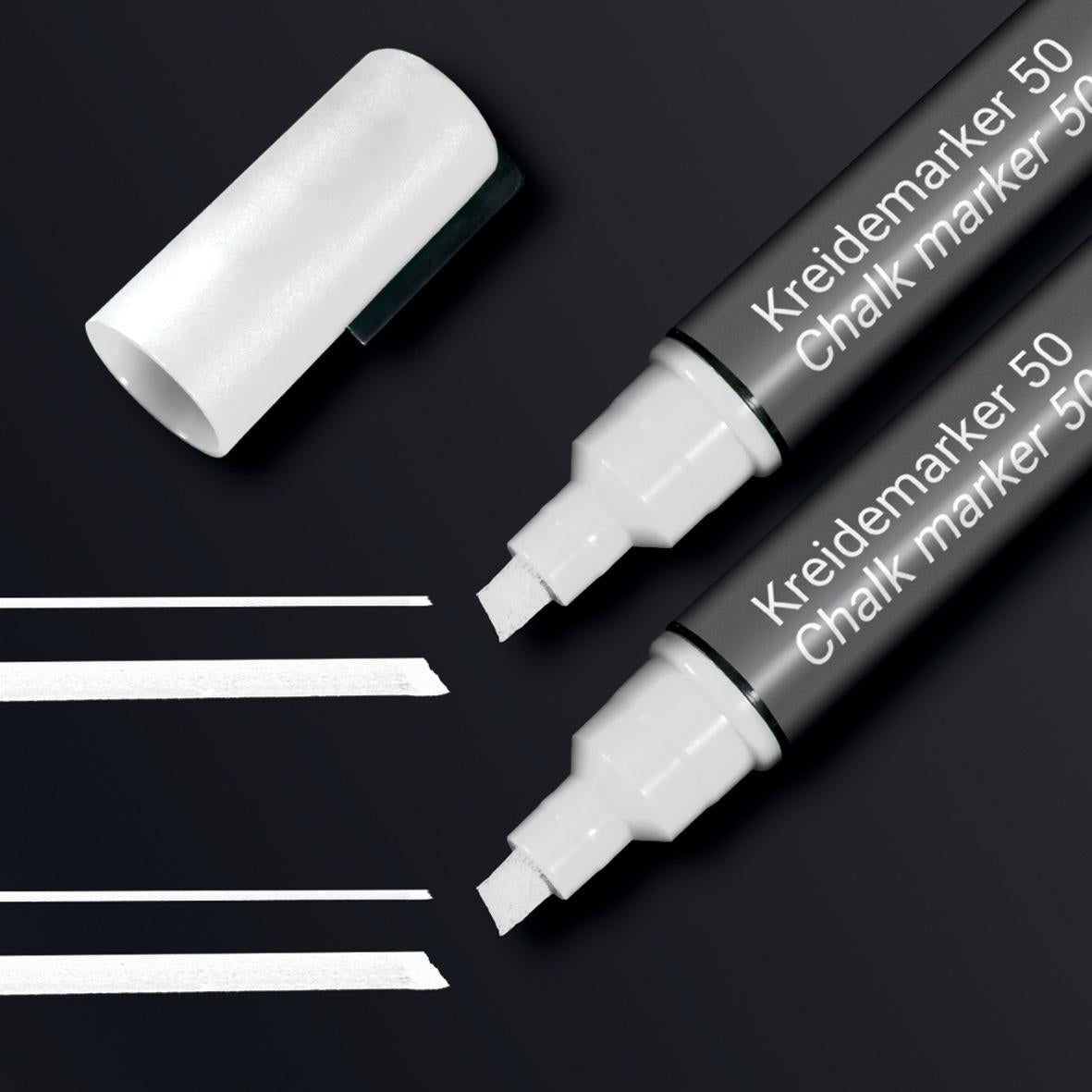 Sigel BA184 Kreidemarker – Keilspitze 1–5 mm – 2er-Set, Weiss, für Glas/Spiegel