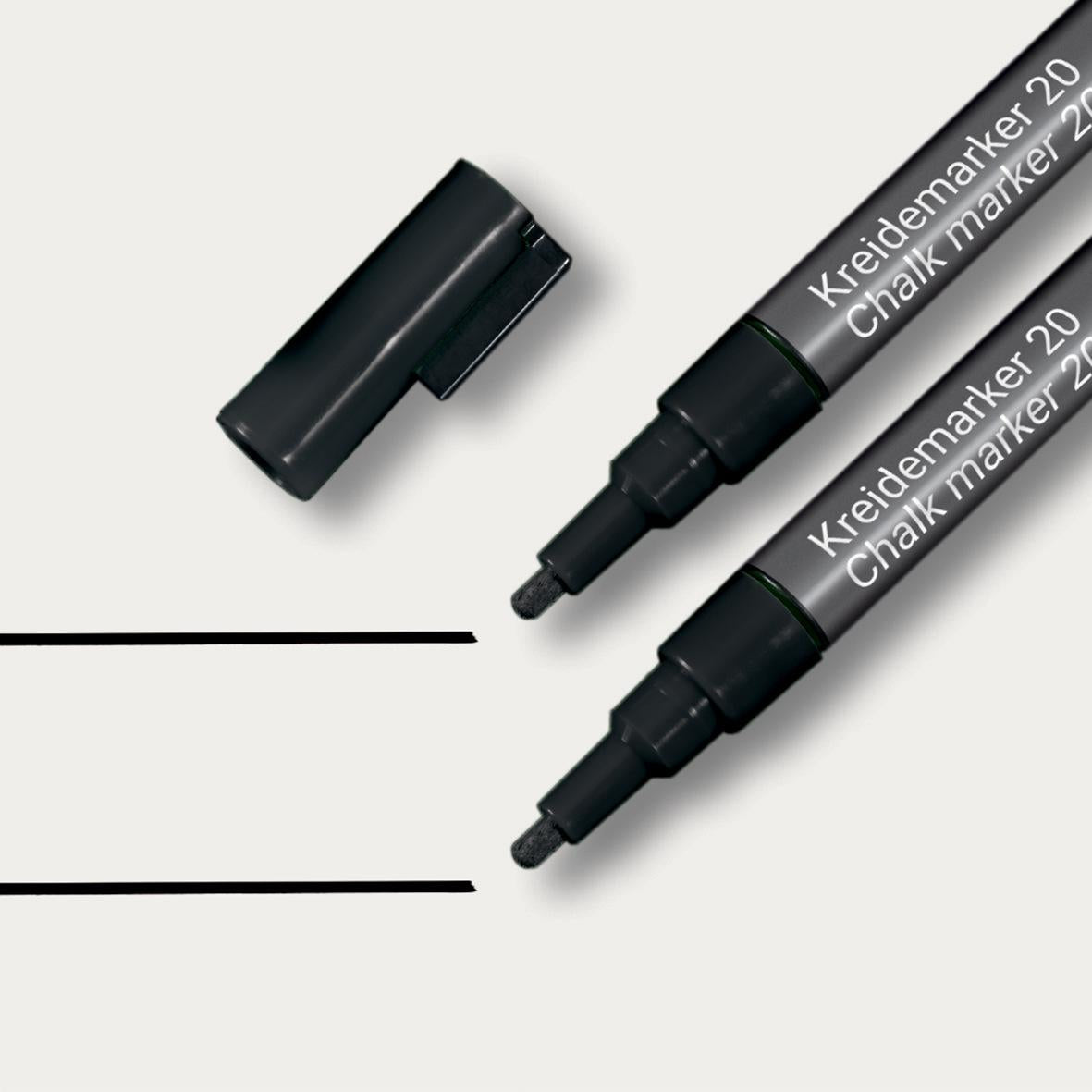 Sigel BA177 Kreidemarker – Rund 1–2 mm – 2er-Set, Schwarz