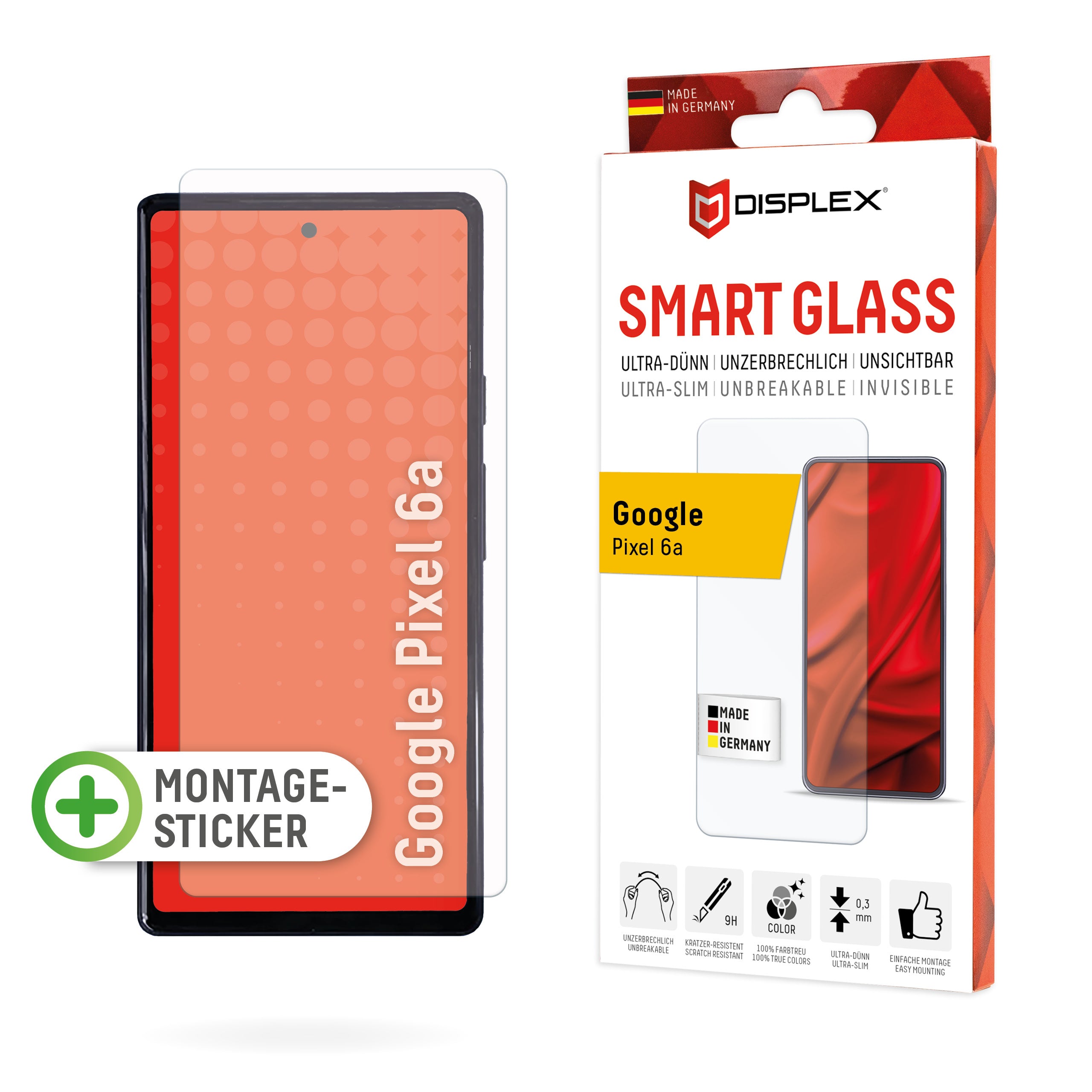 Displex Displayschutz (Panzerglas), 9H – für Pixel 6a
