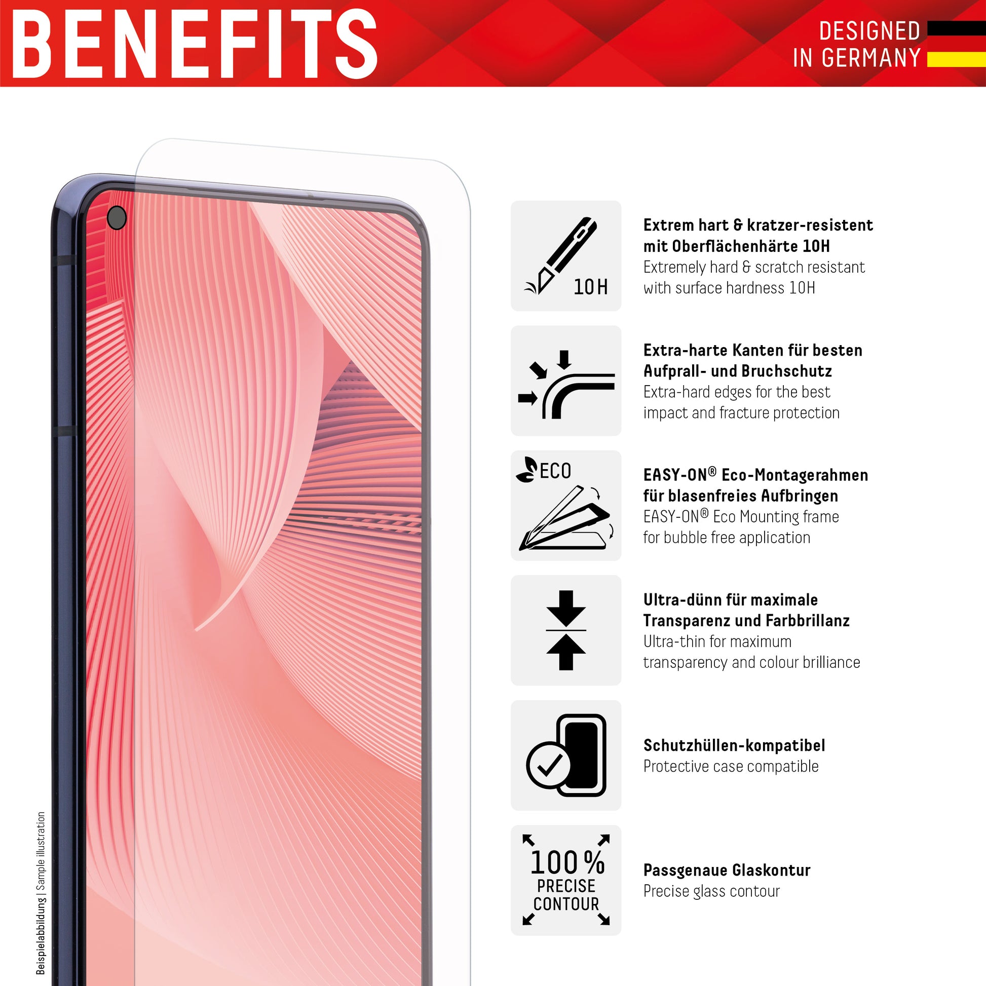 Displex Displayschutz (Panzerglas), 10H – für Nothing Phone (1) – mit Applikator
